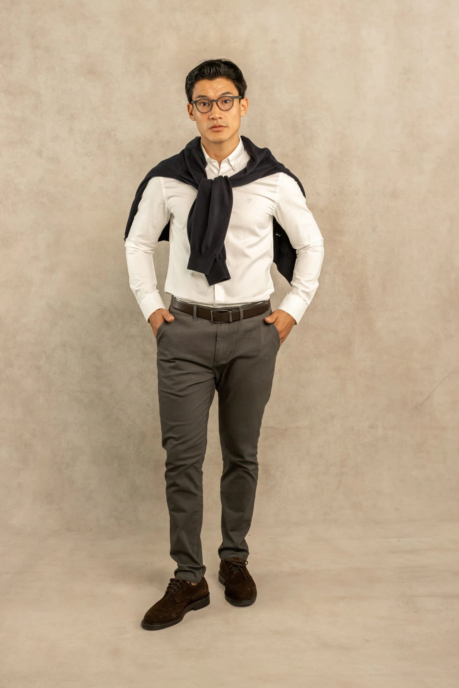 Camisa Antimanchas Oxford Blanco Logo Azul Medio - imagen 2