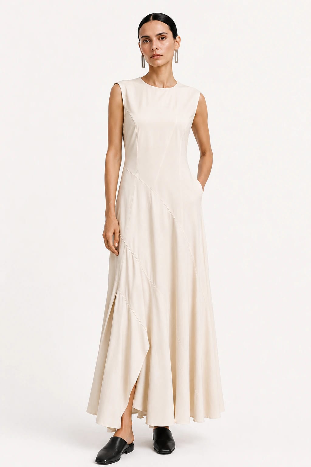 Vestido Asimétrico Beige - imagen 3