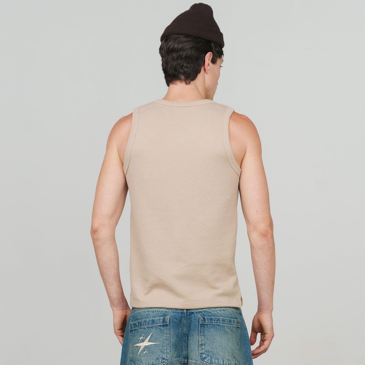 Textured Sleeveless T-Shirt - Sand - imagen 2