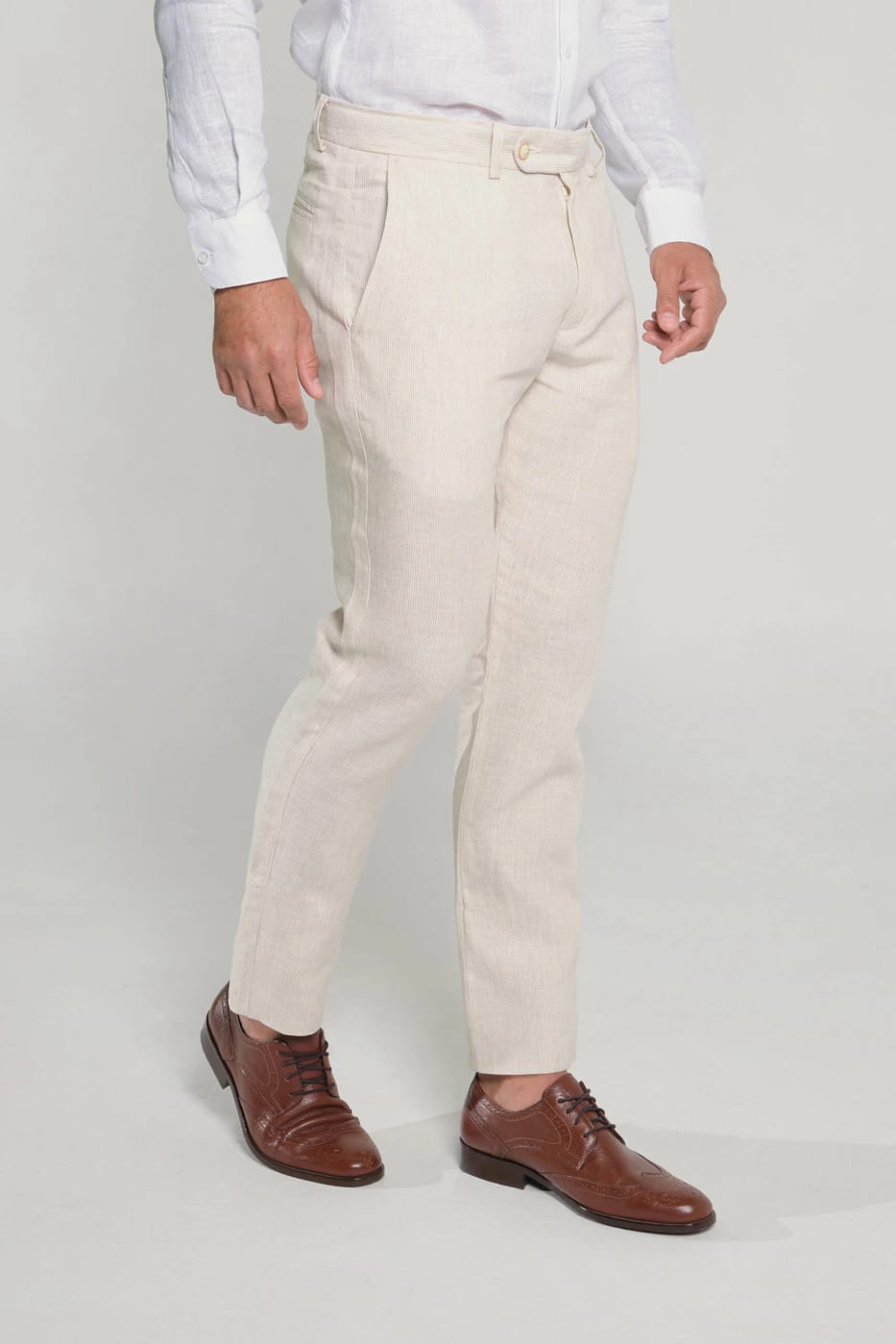 Pantalón Slim Fit Lino Bolivia Arena Rayas - imagen 2