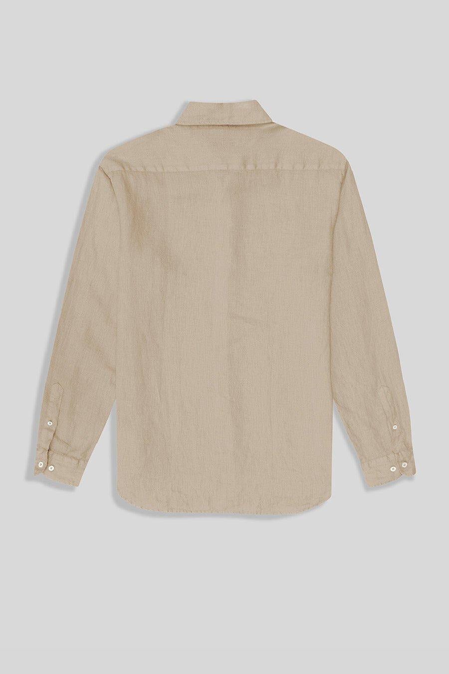 Men's linen shirt beige basic - imagen 6