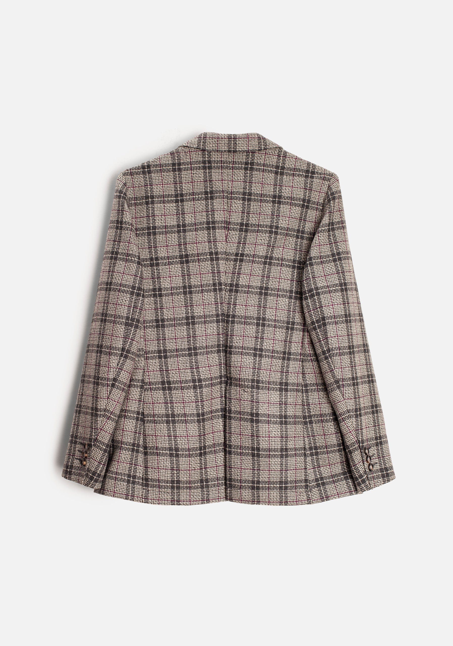 Blazer M Agatha Lana Cuadros Gris - Vino - imagen 4
