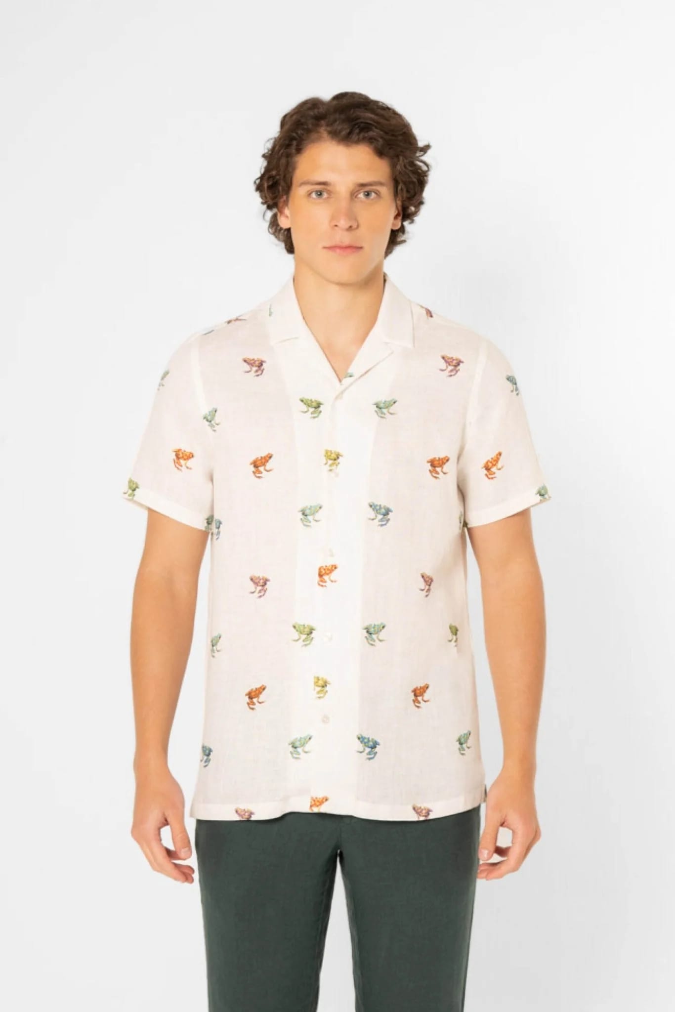 Men's linen shirt frog - imagen 4