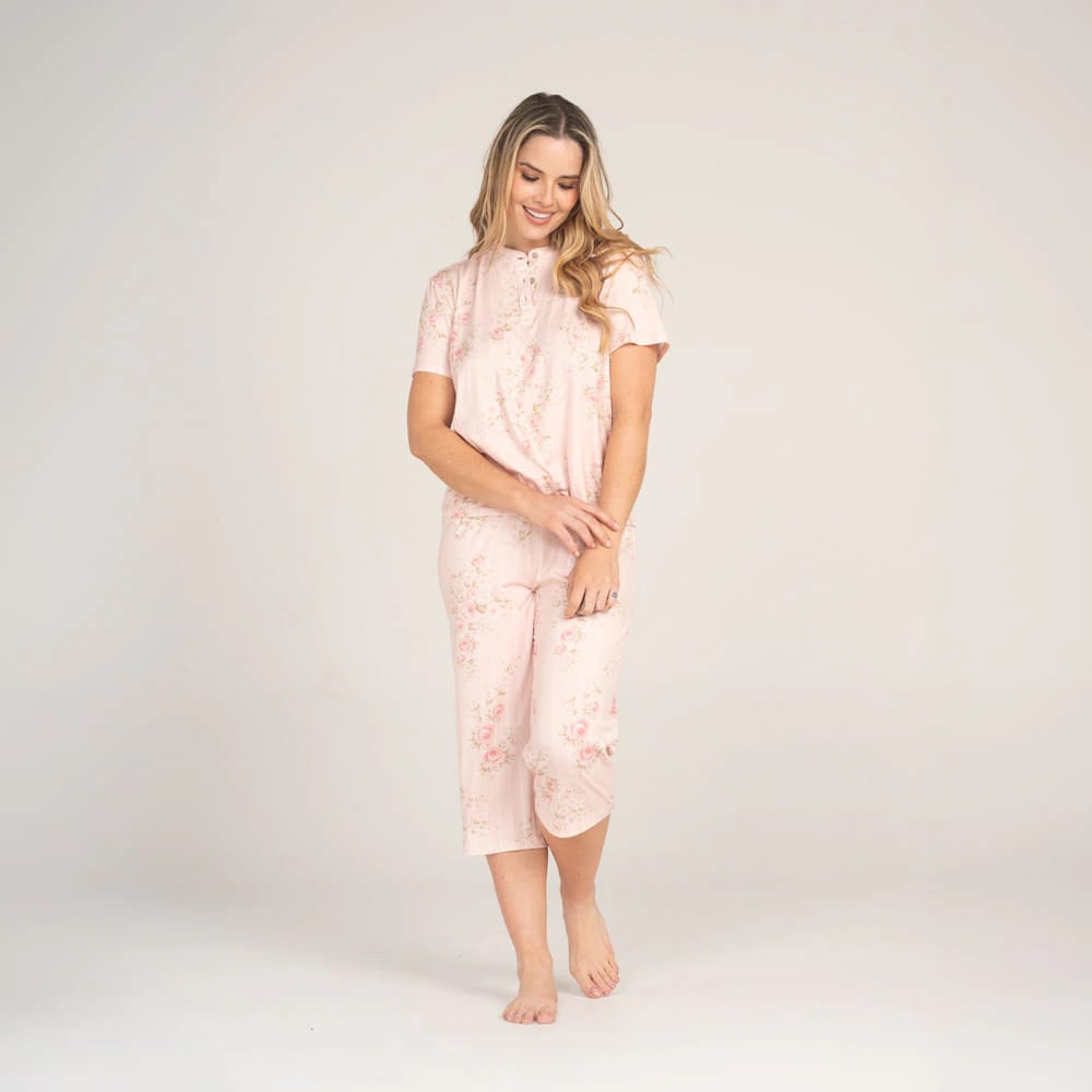 Conjunto Pijama Capri Estampado Mandarina. - imagen 1