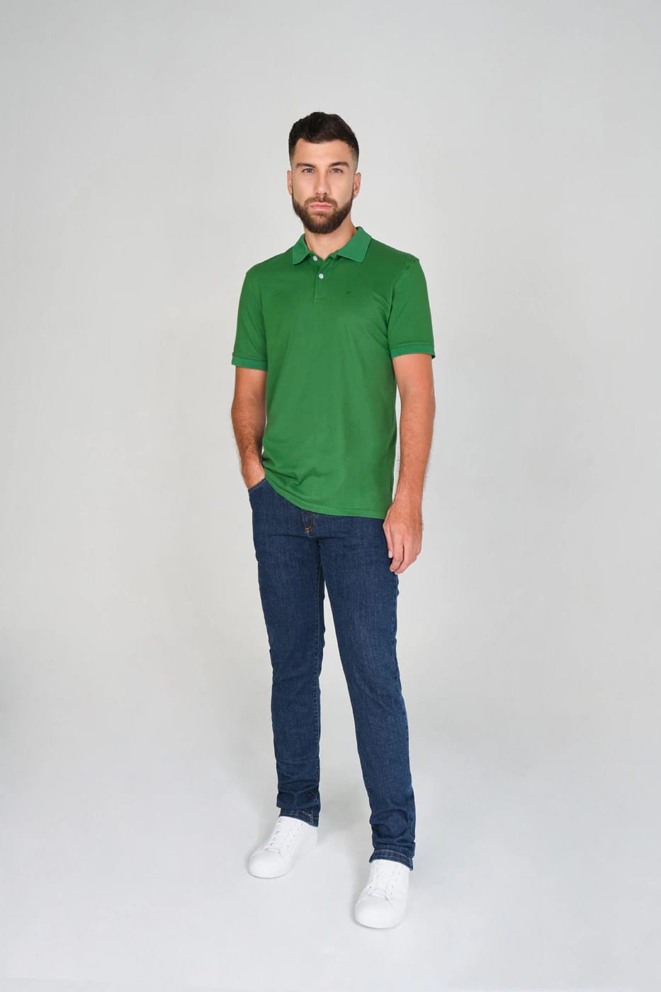 Camiseta Polo 100% Algodón Piqué Verde Oscuro - imagen 2