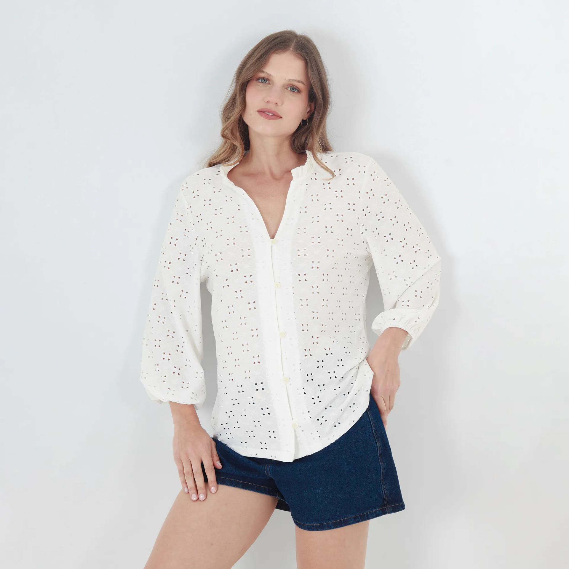 Blusa Cuello En V Manga Larga - imagen 4