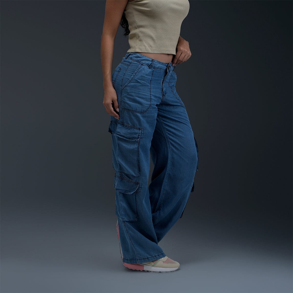 Jeans Cargo Azul Mujer - imagen 3