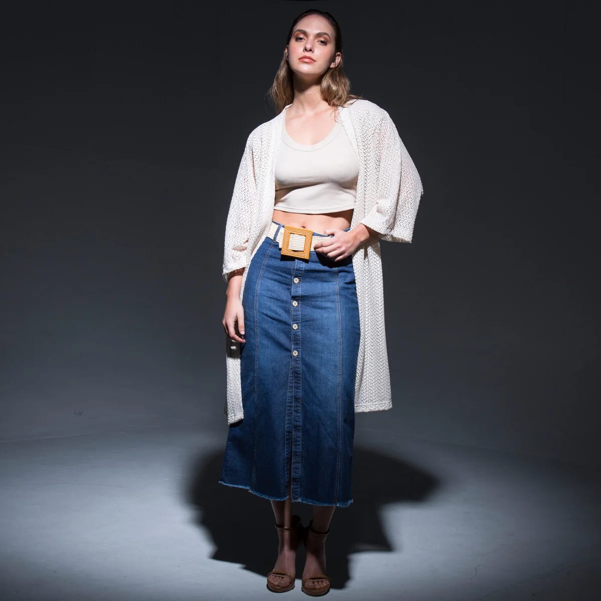 Falda Denim Larga Regular Charming - imagen 1