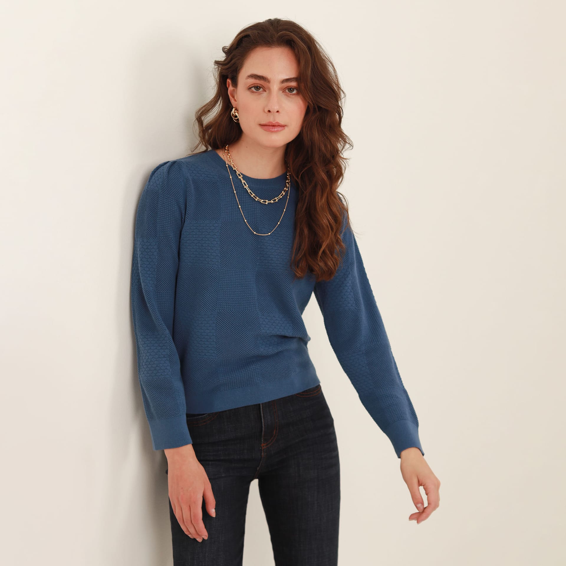Sweater cuello redondo manga larga en jacquard - imagen 7