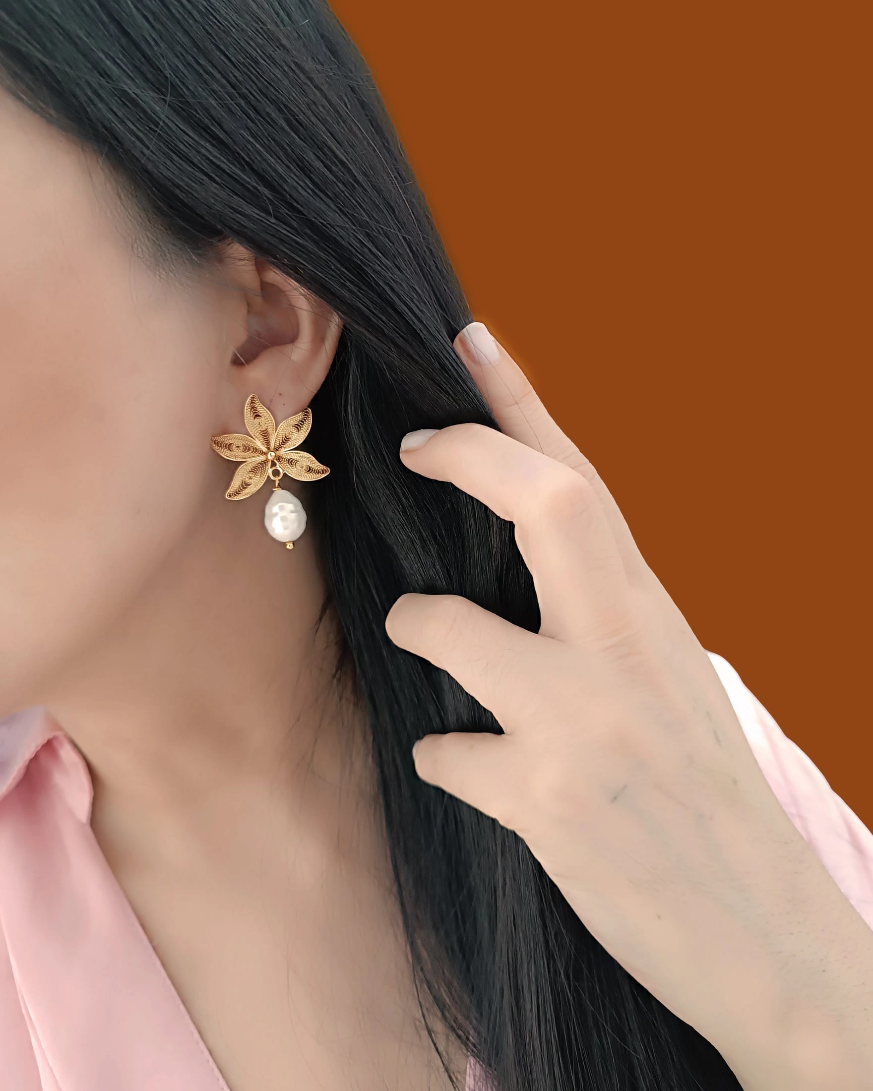 Aretes filigrana  con perla Gadea - imagen 4