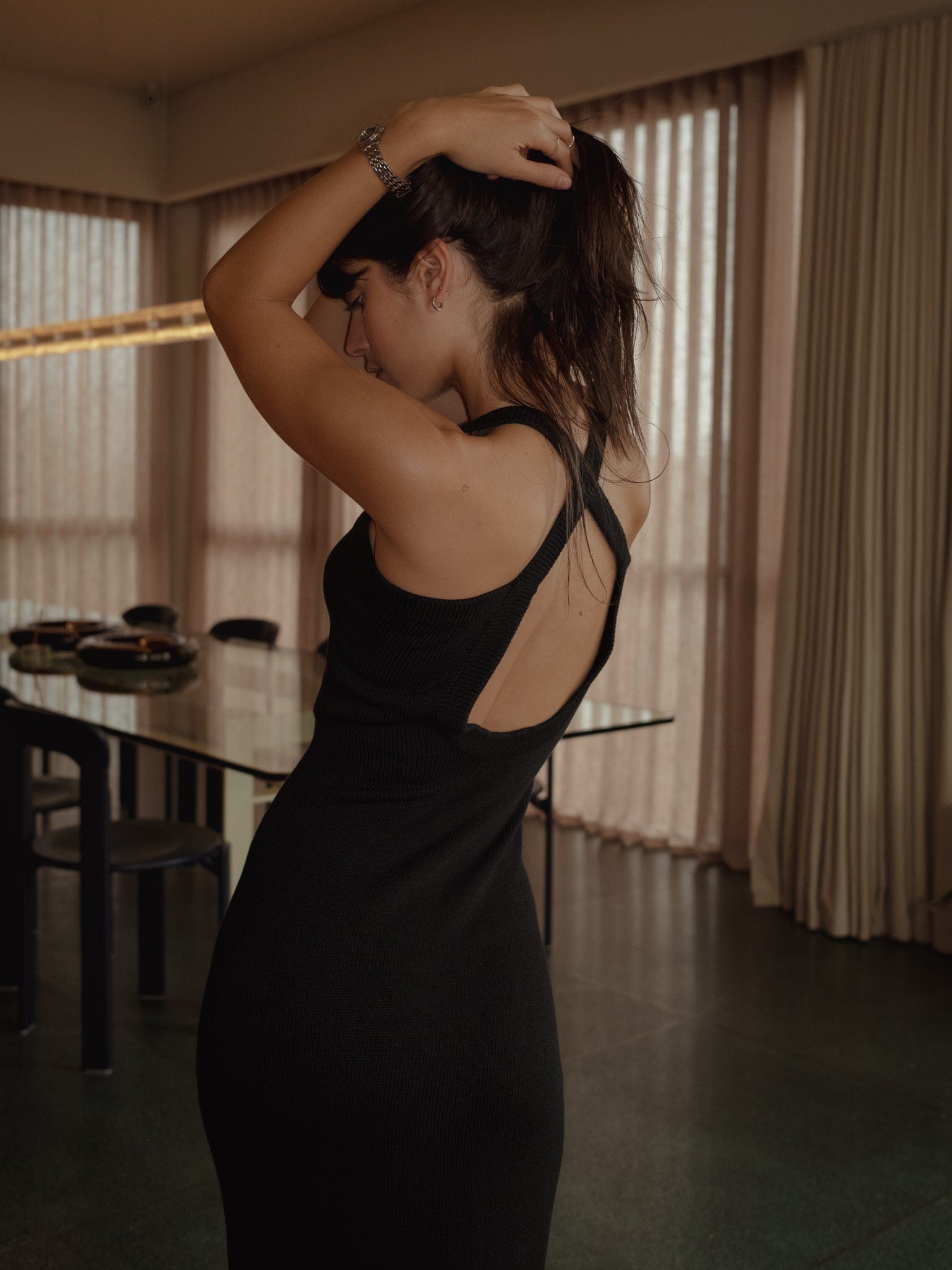 LUXE KNIT DRESS - BLACK - imagen 2