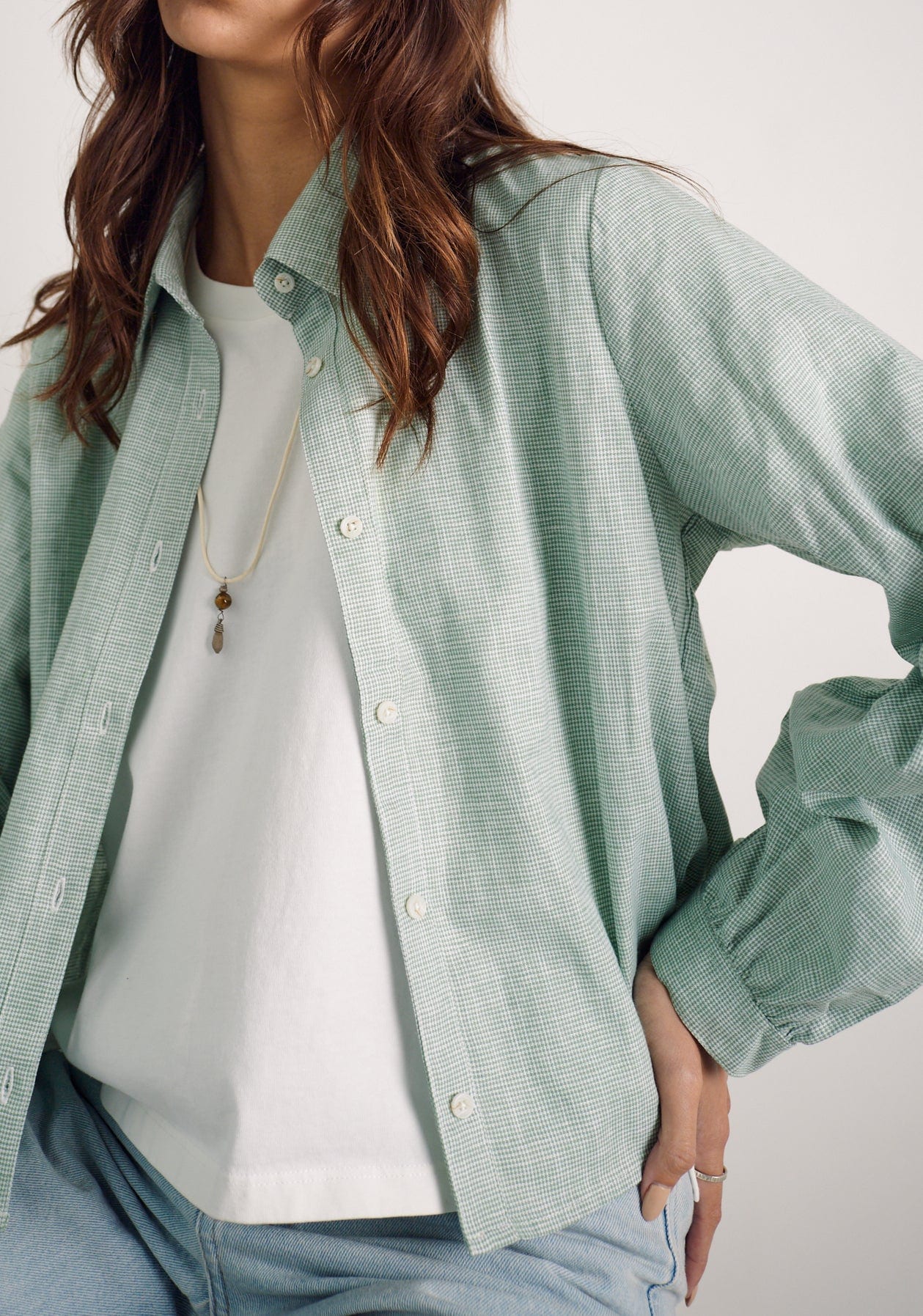 Camisa M Marianne Cuadros Verde Med - imagen 4
