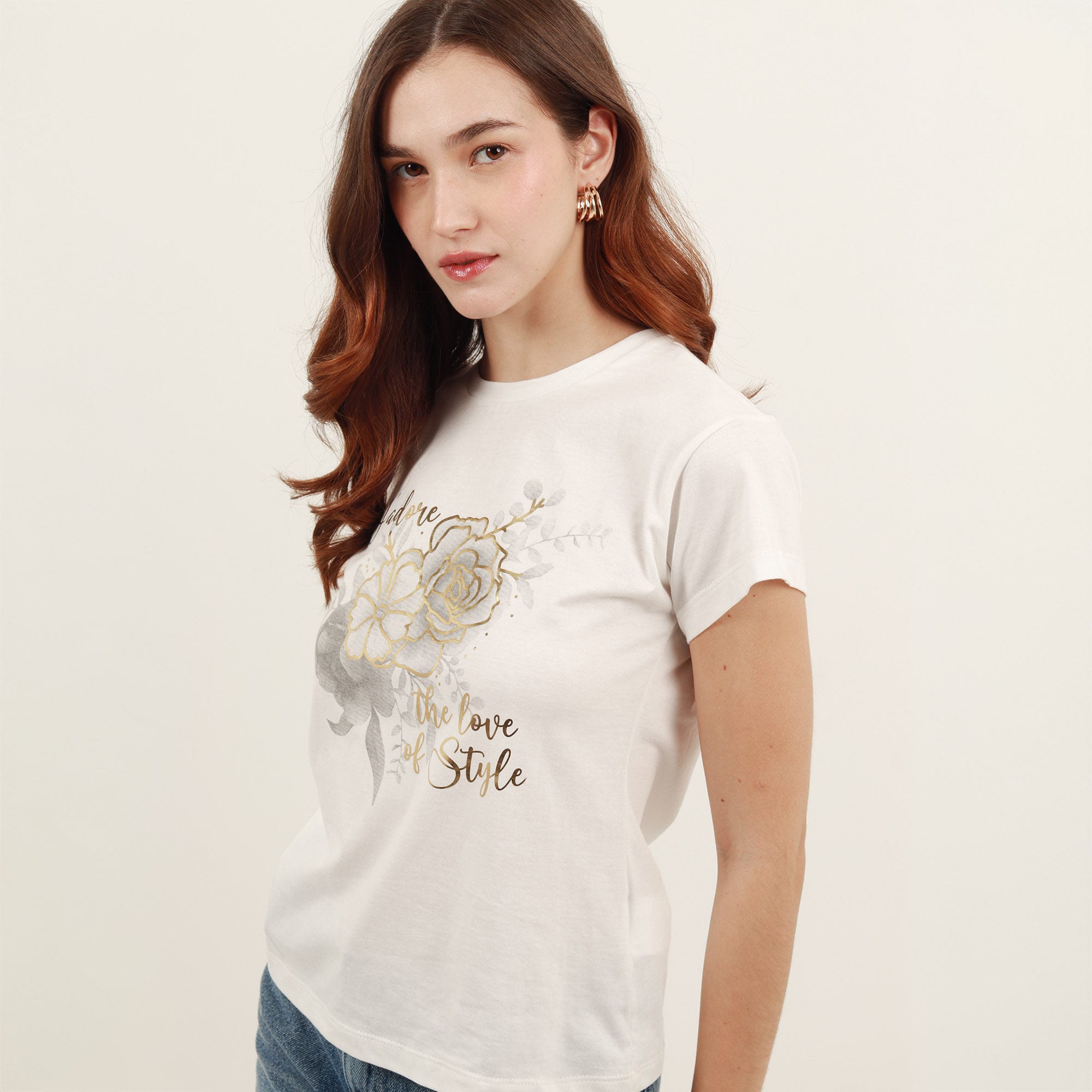 Camiseta cuello redondo manga corta con estampado J'adore - imagen 2