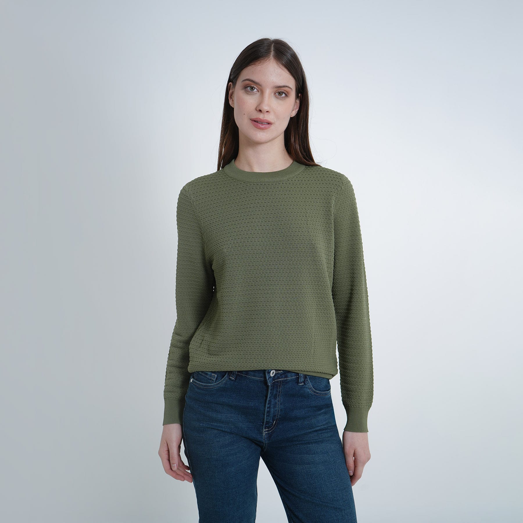 Sweater tejido texturizado cuello redondo manga larga - imagen 6