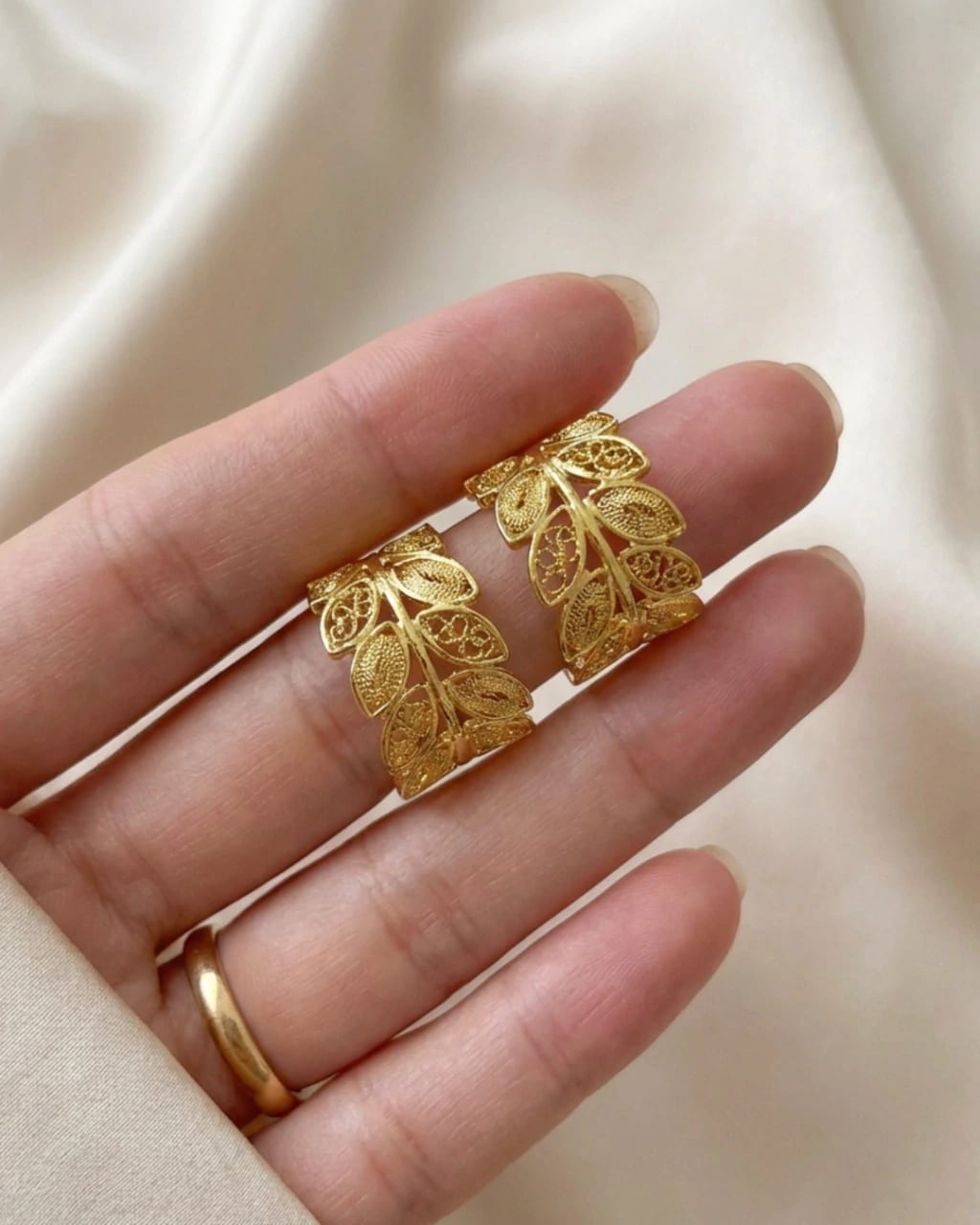Topos Hojas filigrana en plata baño en Oro24 k - imagen 2