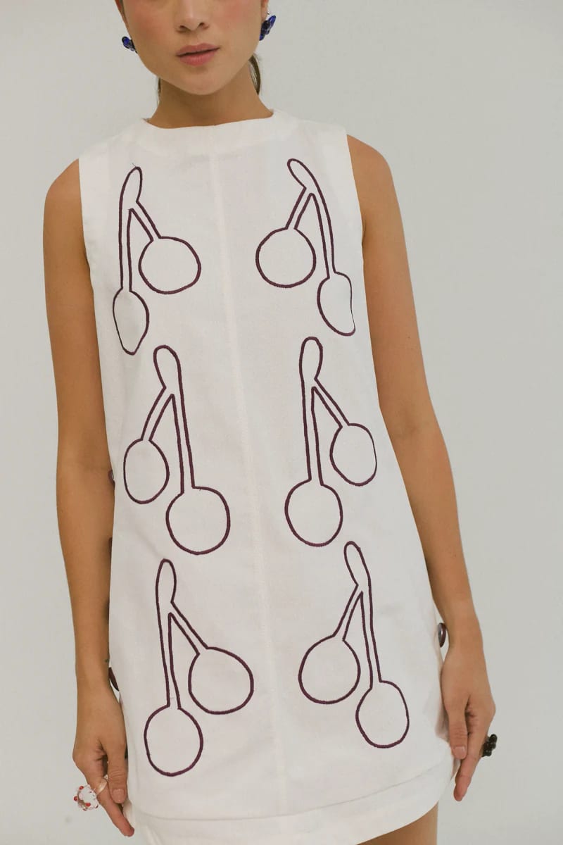 Vestido Anfitriona Cherries Crudo - imagen 4