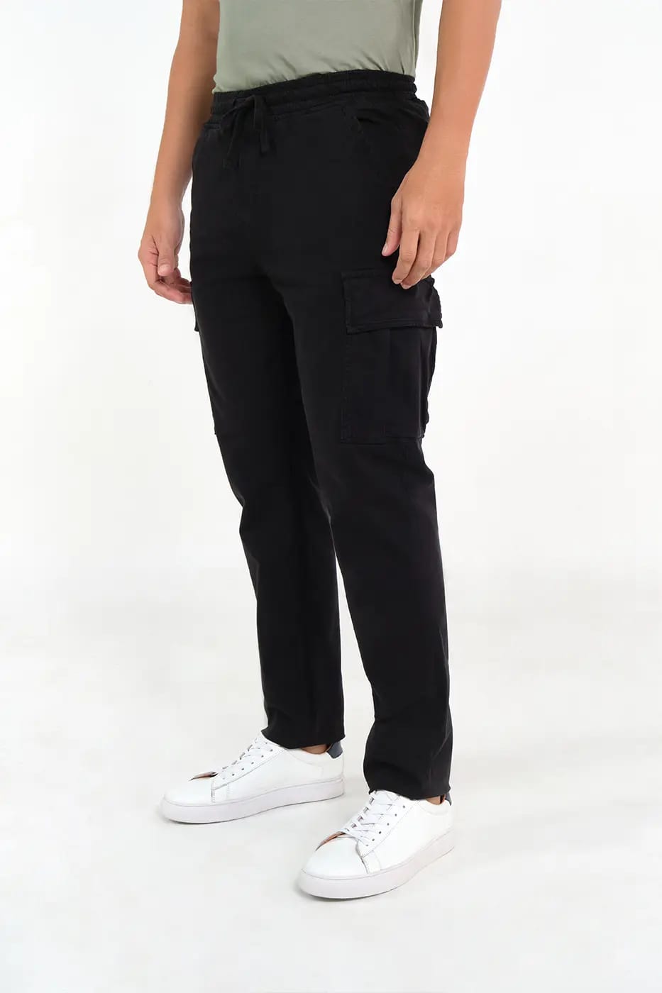 Pantalón Cargo Slim Fit Mezcla Algodón Negro - imagen 1
