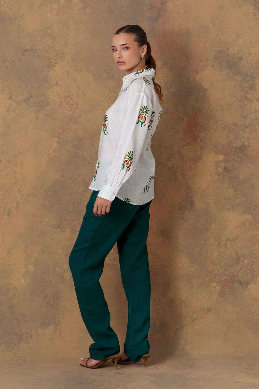 Women's shirt linen nerida white - imagen 3