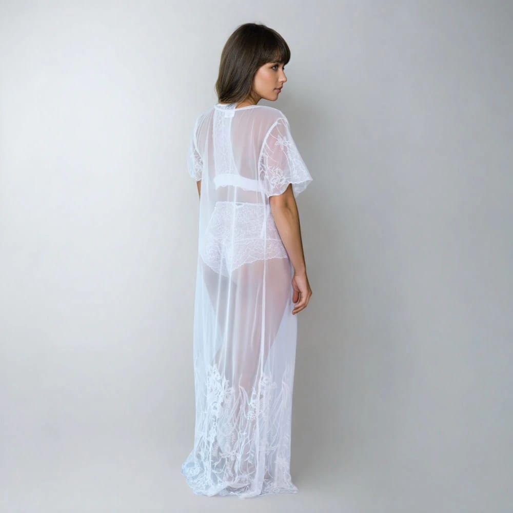 Kimono En Transparecia y Bordado Lujo Nocturno - imagen 2