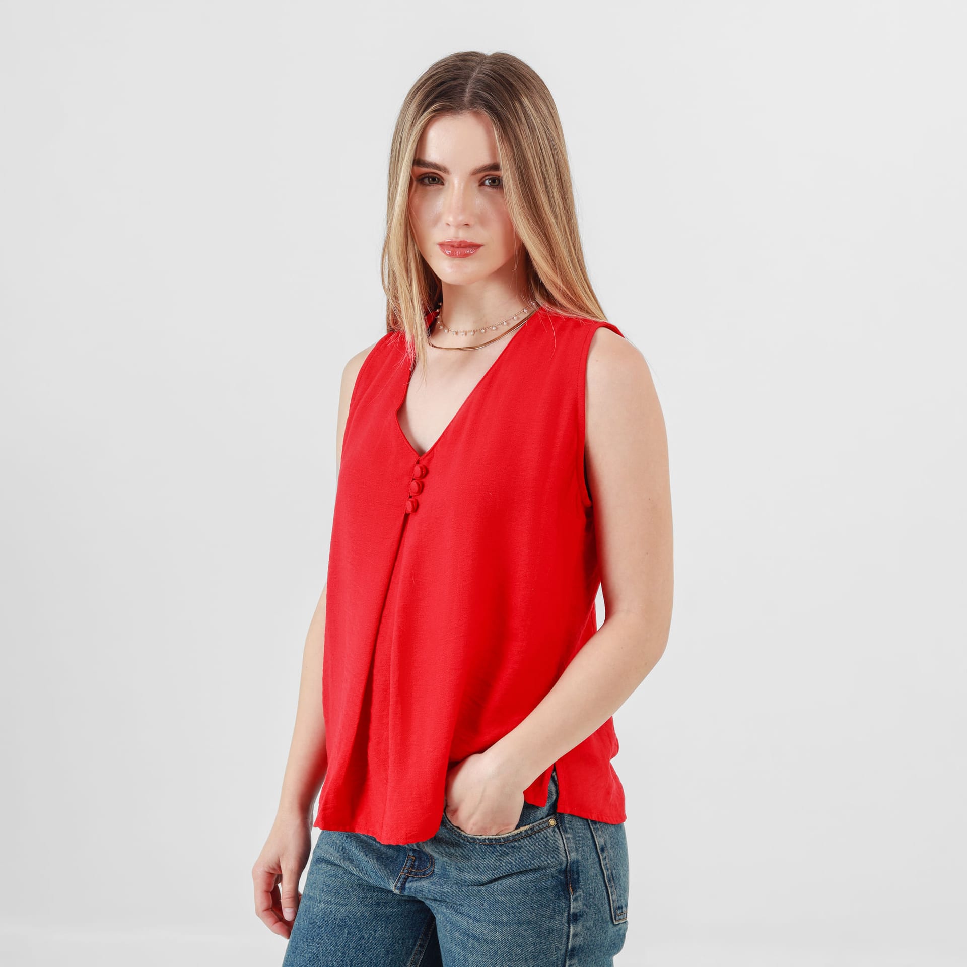 Blusa Cuello V Manga Sisa - imagen 2