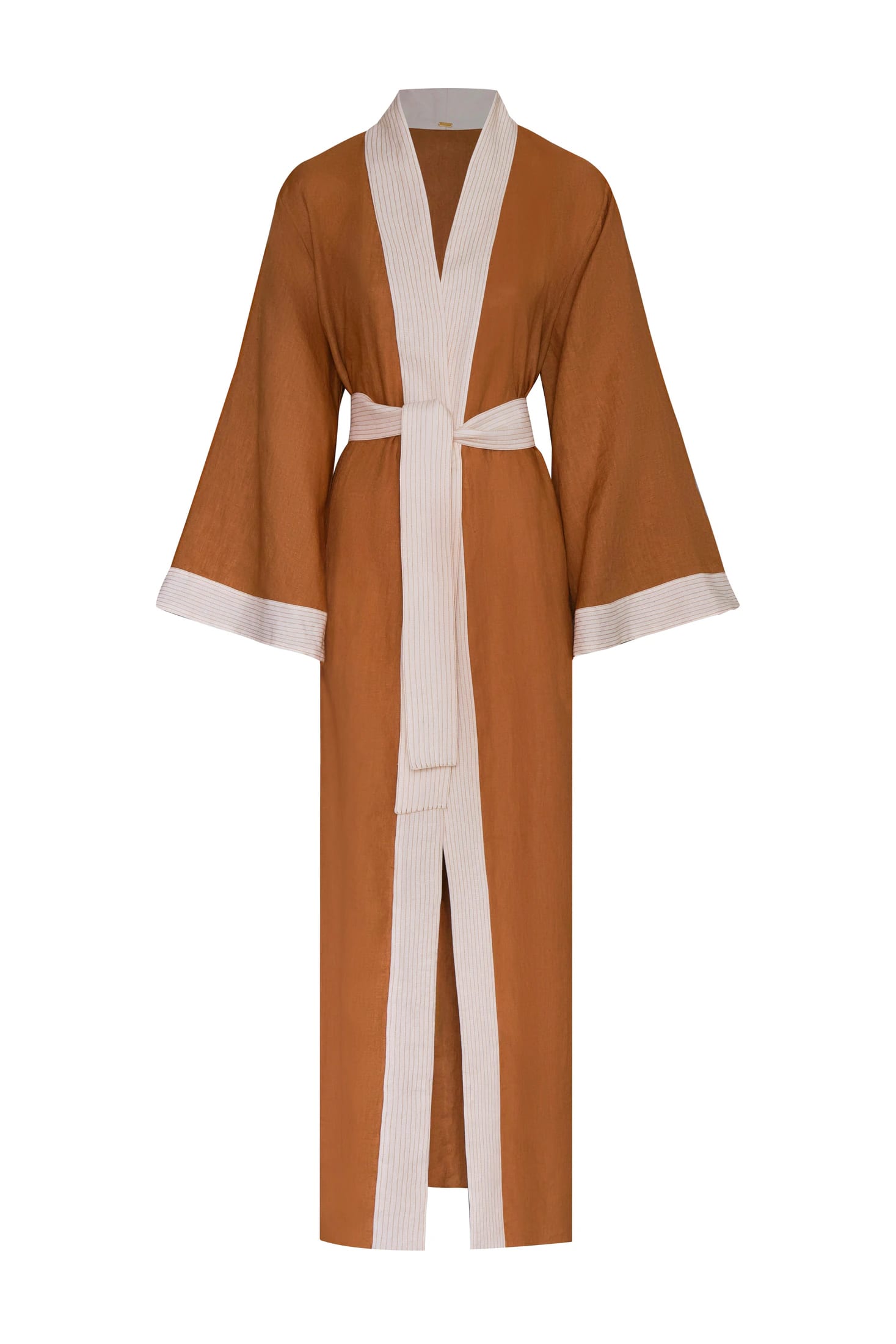 Rafaela Linen Kaftan / Brown & Ivory - imagen 1