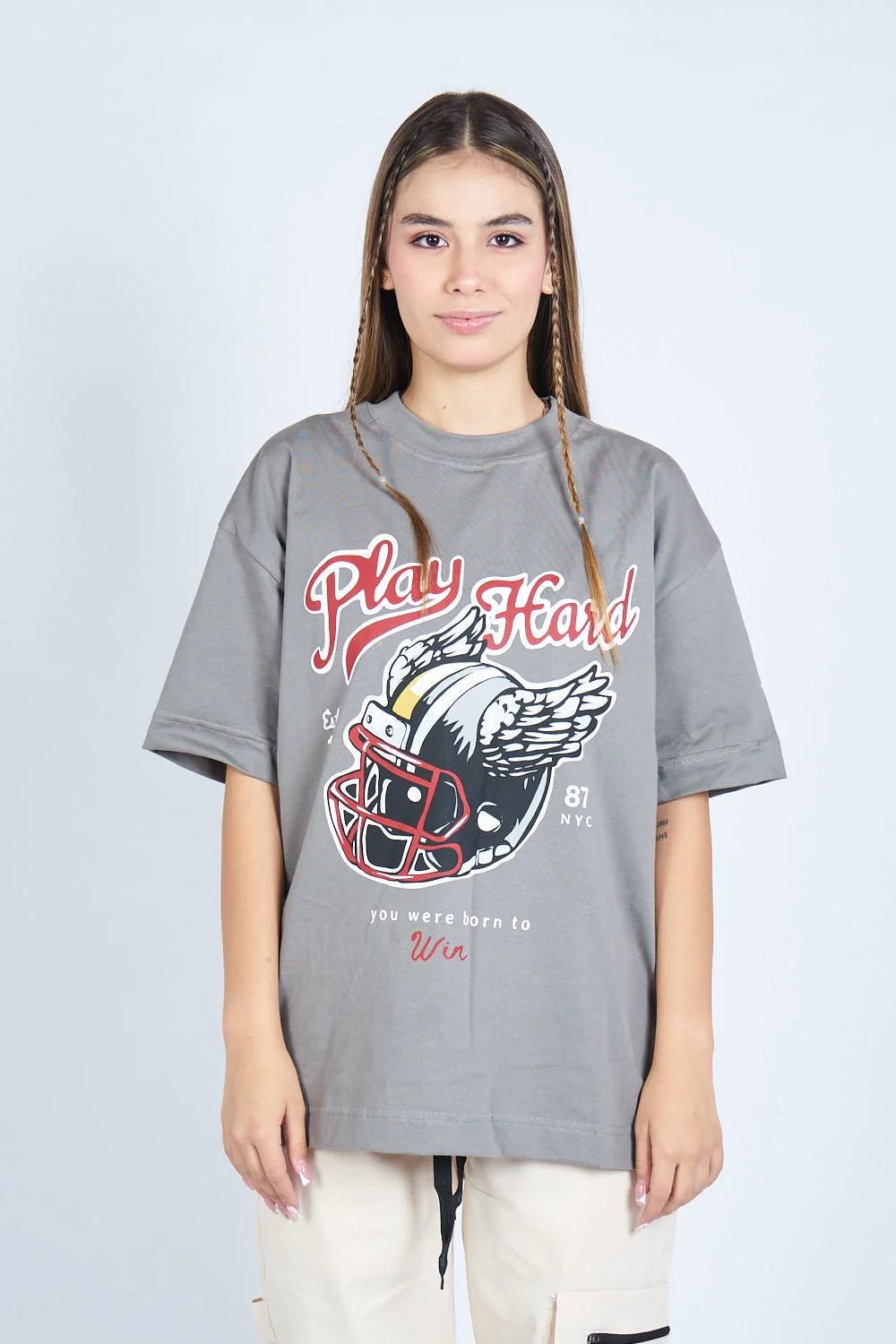 Camiseta oversize PLAY HARD GRIS | DROP 03 | - imagen 6