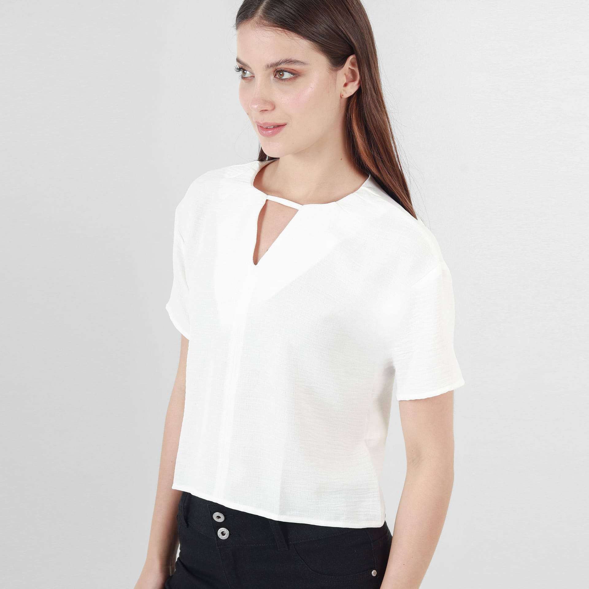 Blusa Cuello V Manga Corta - imagen 1