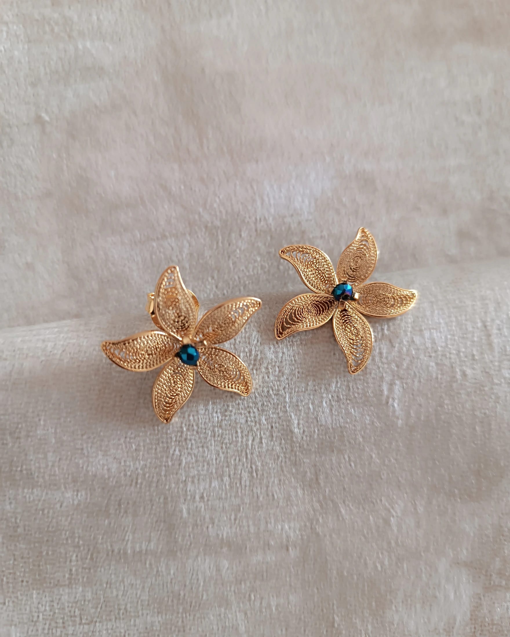 Aretes filigrana y cristal azul, Estrella de mar - imagen 4