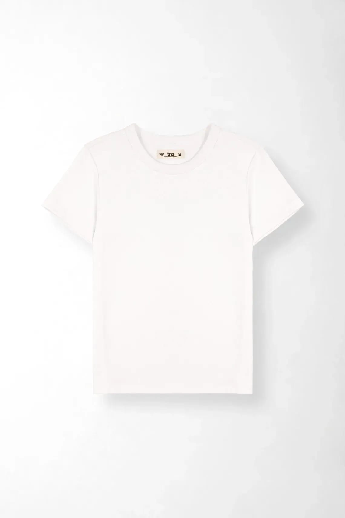 Camiseta regular fit con cuello redondo en blanco para mujer - imagen 3