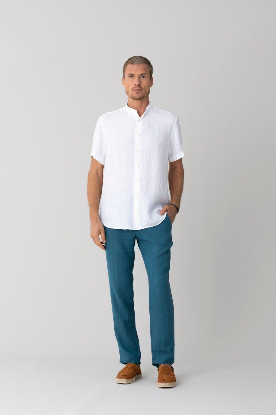 men’s linen shirt mao white mc basic - imagen 4