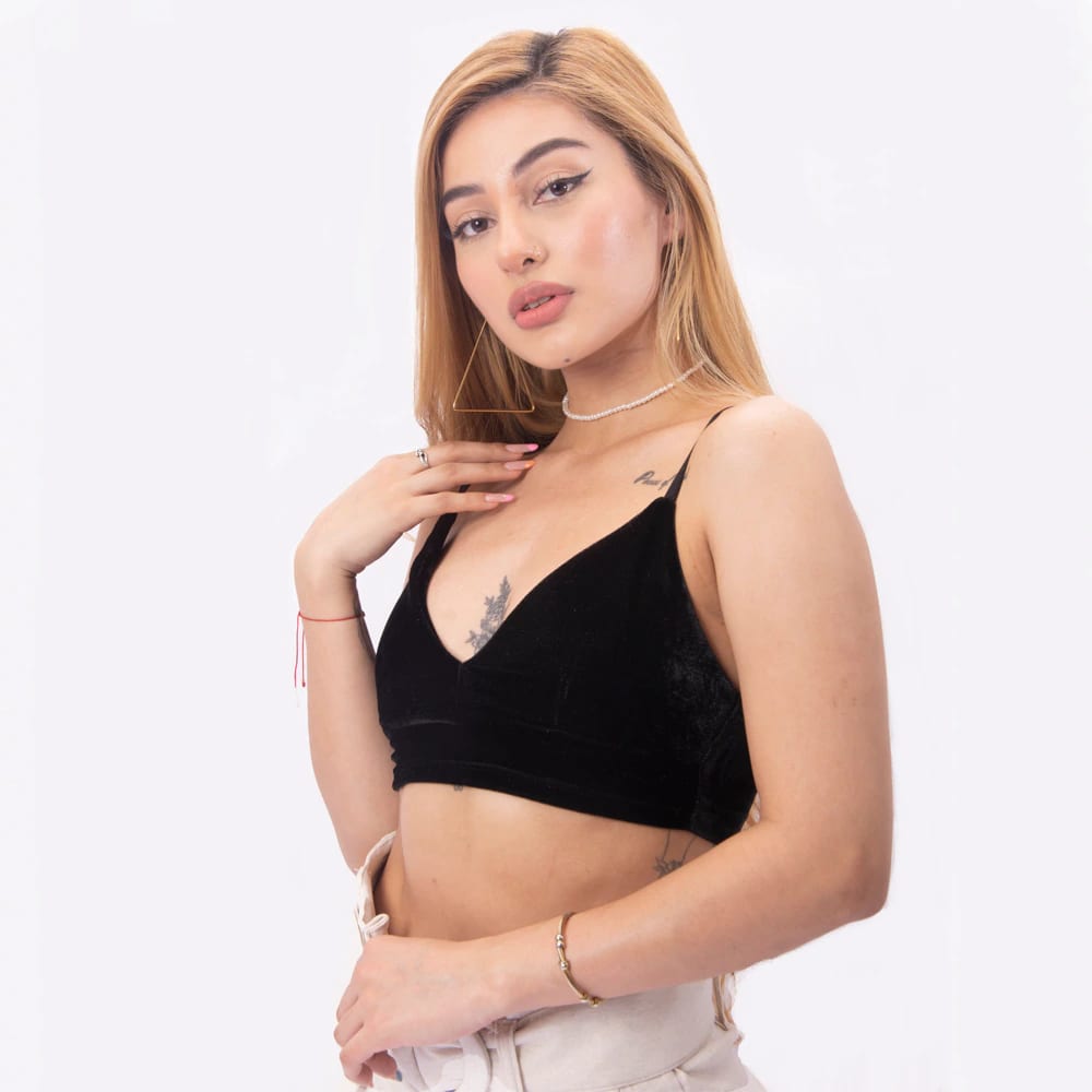 Crop Top Velvet Negro - imagen 4