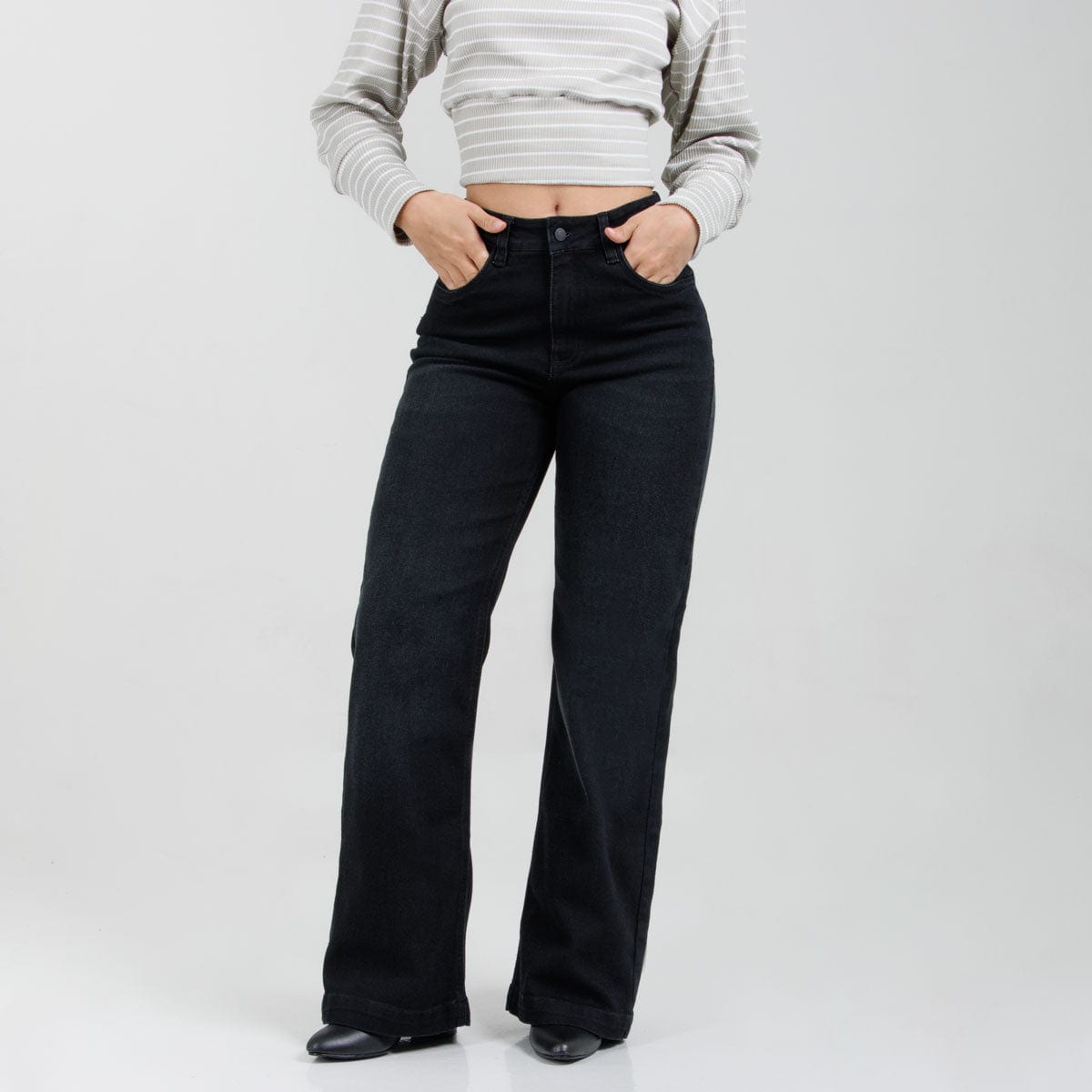 Jean Wide Leg Negro Ax-3155 Licrado - imagen 1