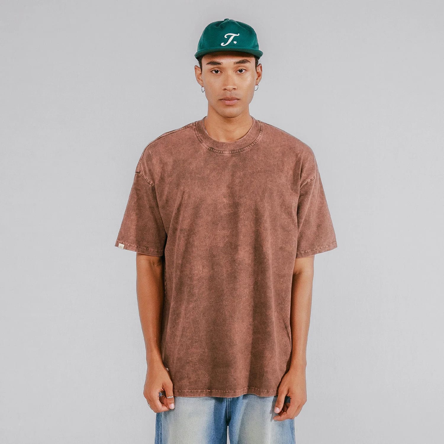 Oversized Washed T- Shirt - Brown - imagen 3