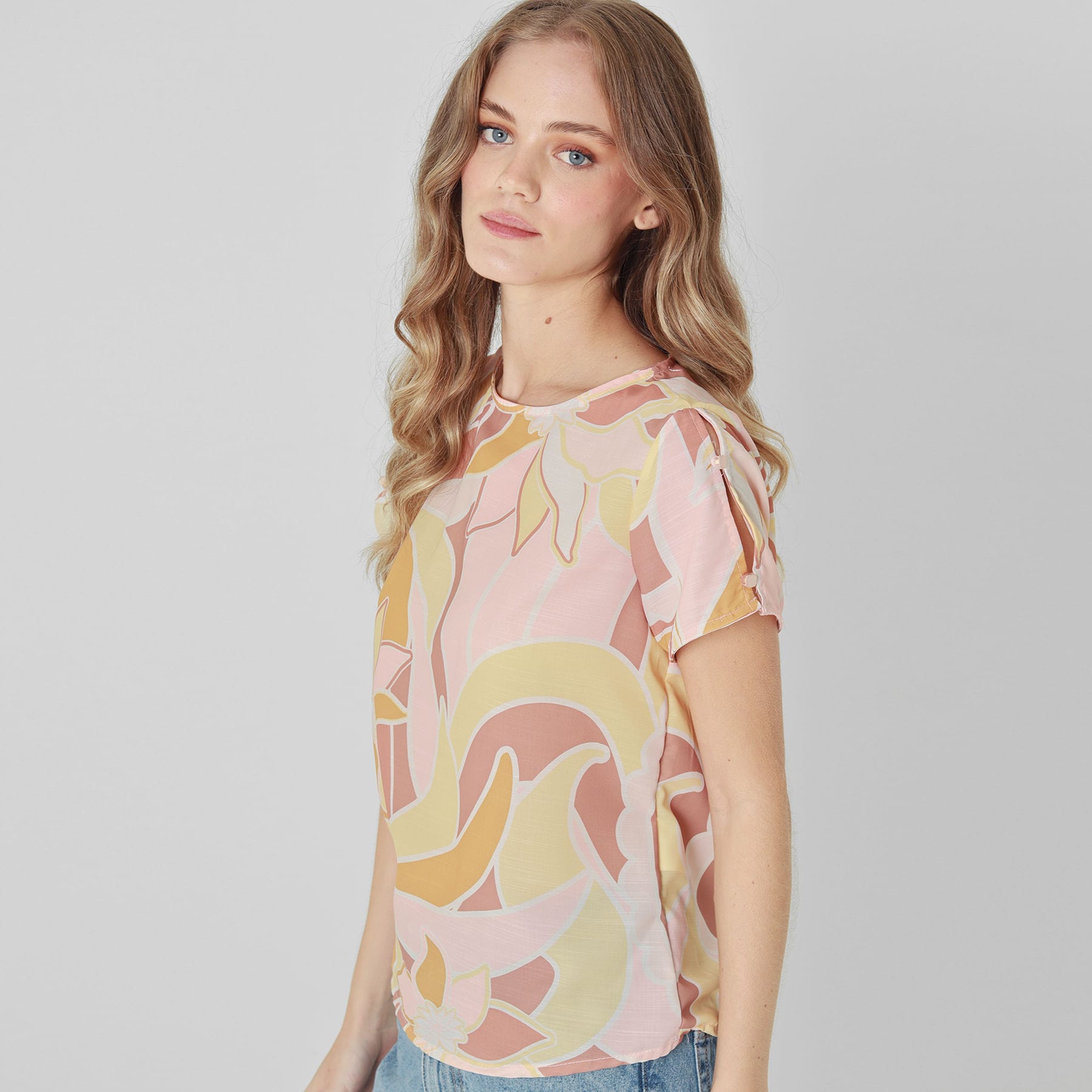 Blusa Cuello Redondo Manga Corta - imagen 1