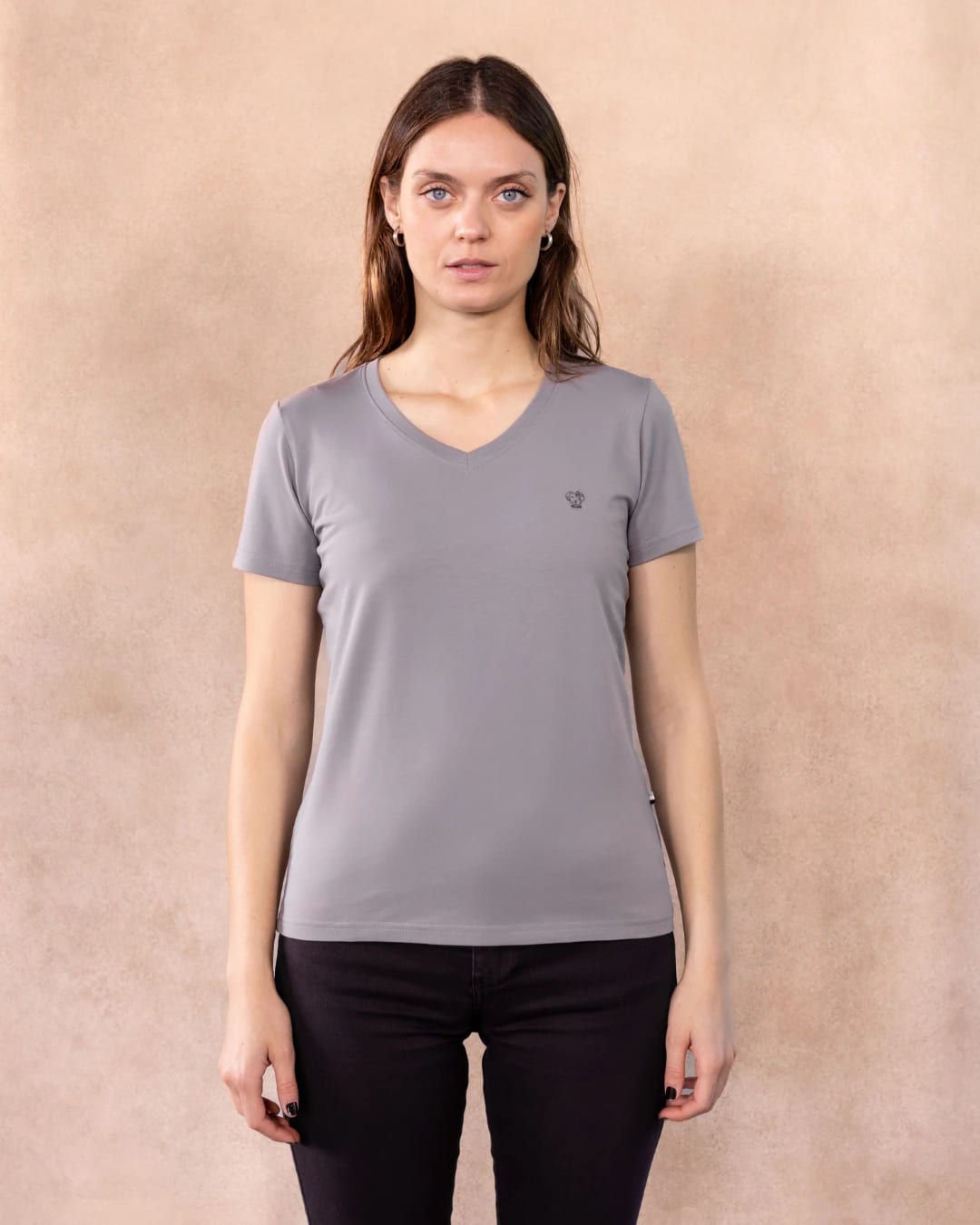 Camiseta Antimanchas  Cuello V Gris Claro - Talla Regular - imagen 1
