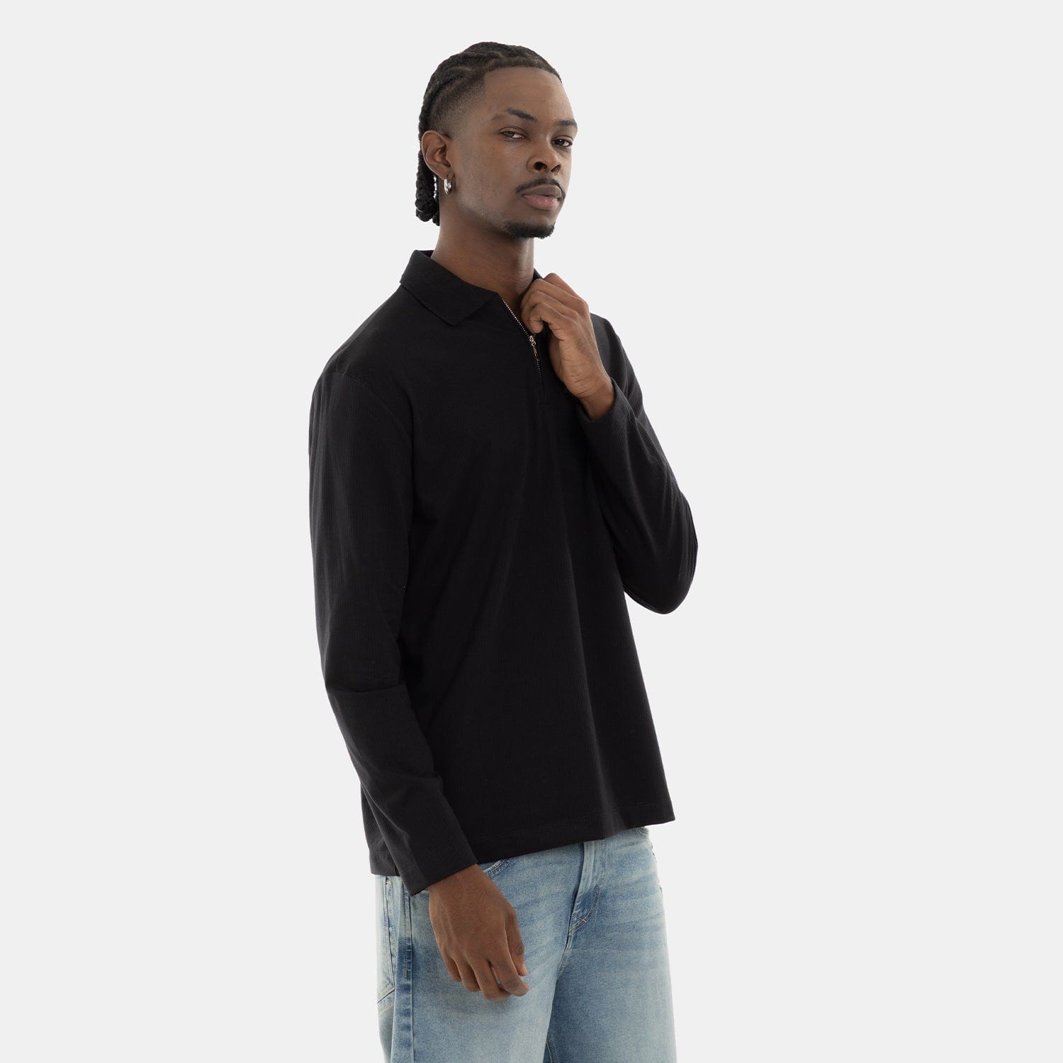Zip Polo Sweatshirt Black - imagen 5