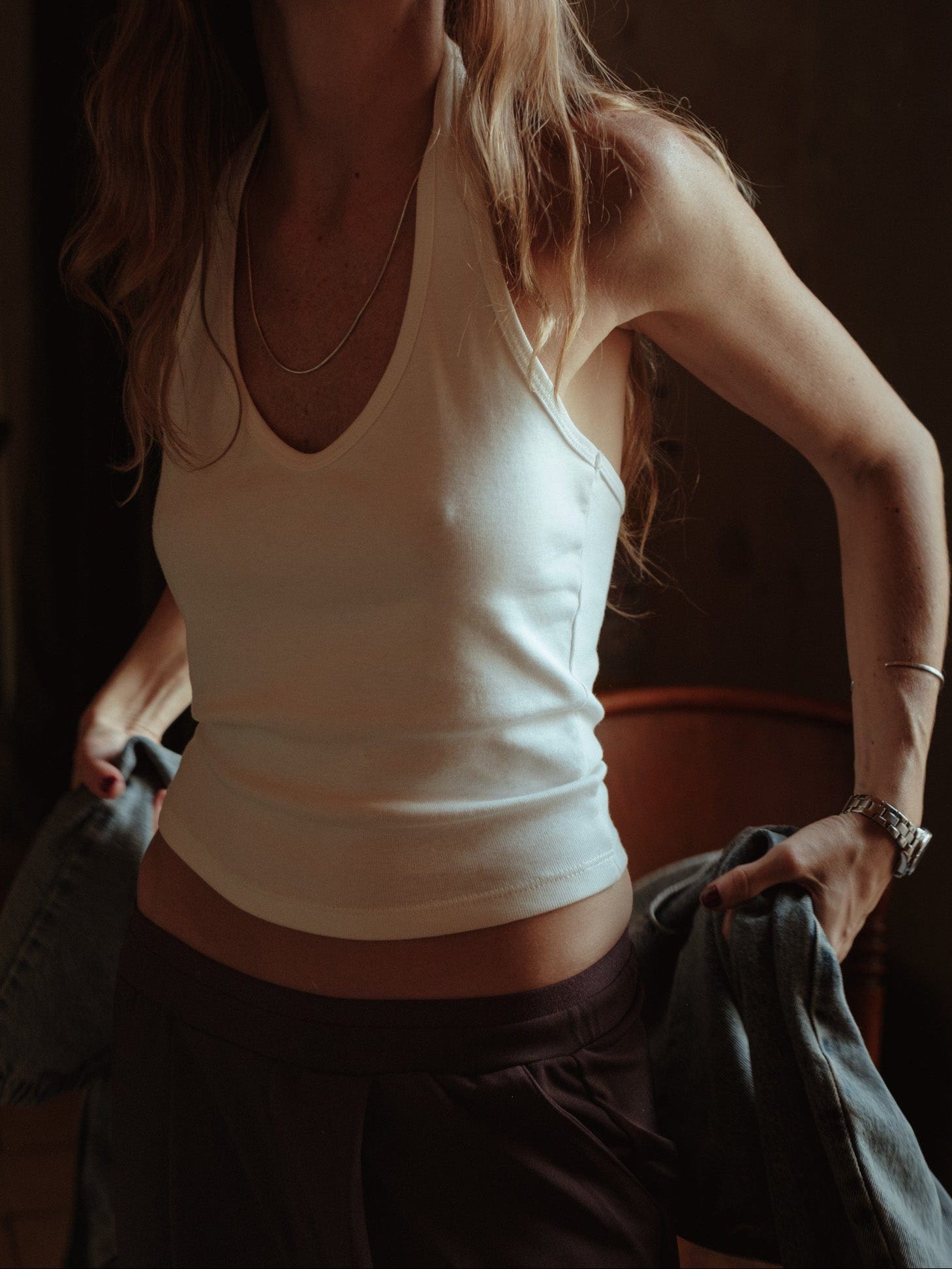 HALTER RIB TOP - SOFT WHITE - imagen 1