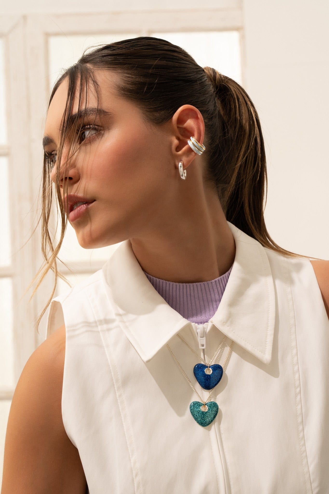 Collar Corazón Escarcha + Aretes - imagen 1