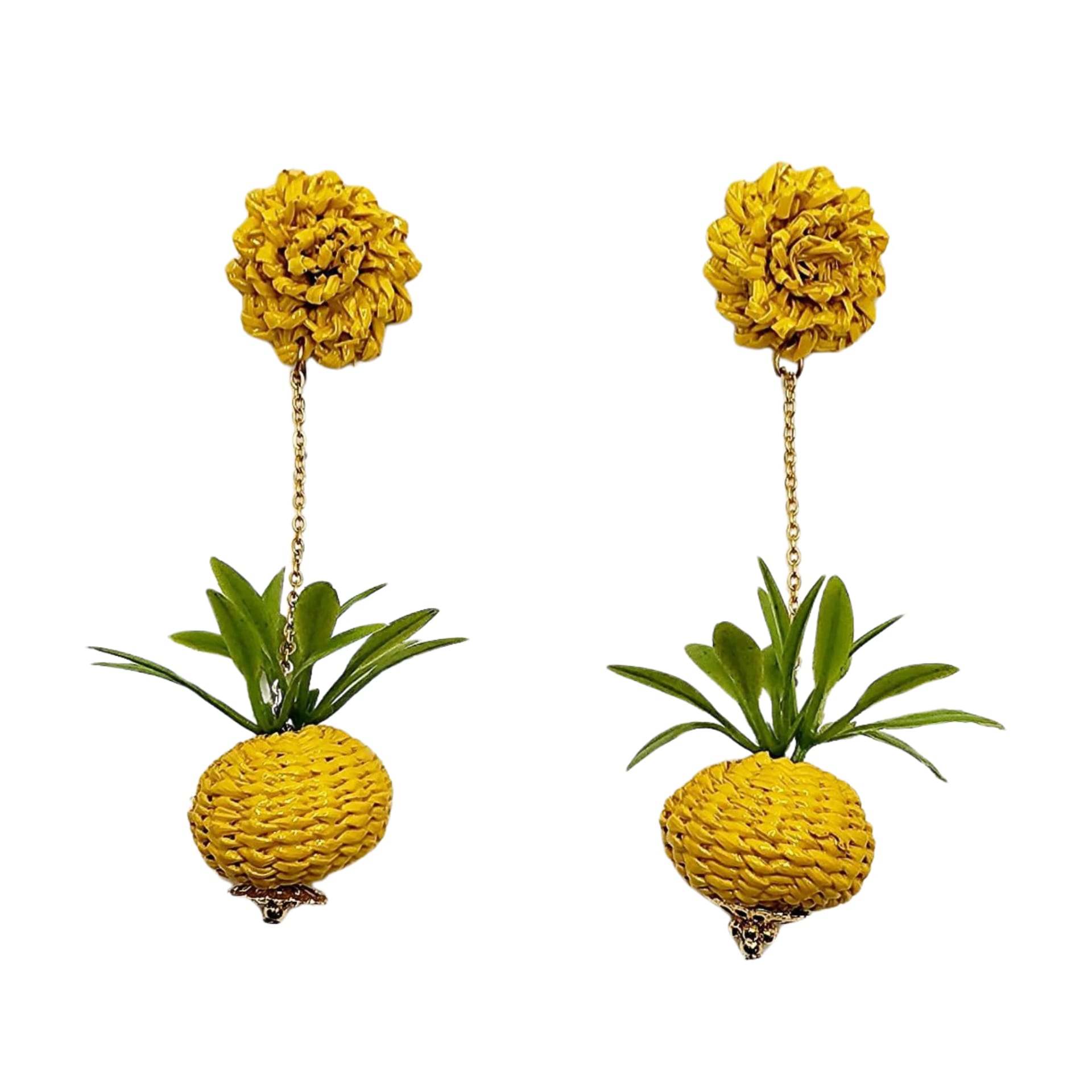 Golden Pineapple Drop Earrings - imagen 1