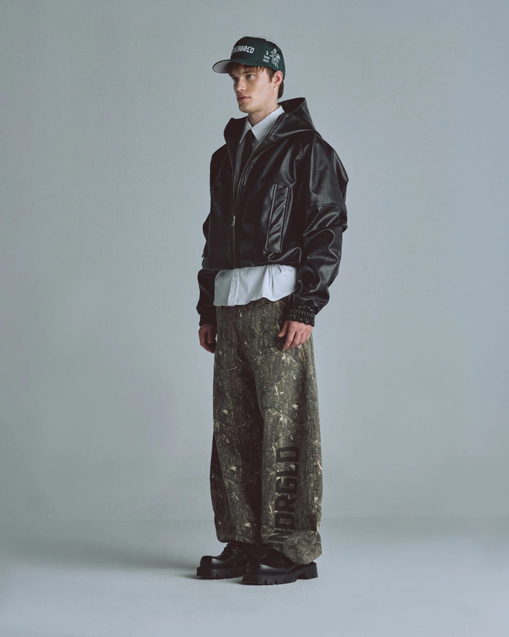 Basics UNDRGLD Leather Zip Up Hoodie Jacket Black - imagen 12