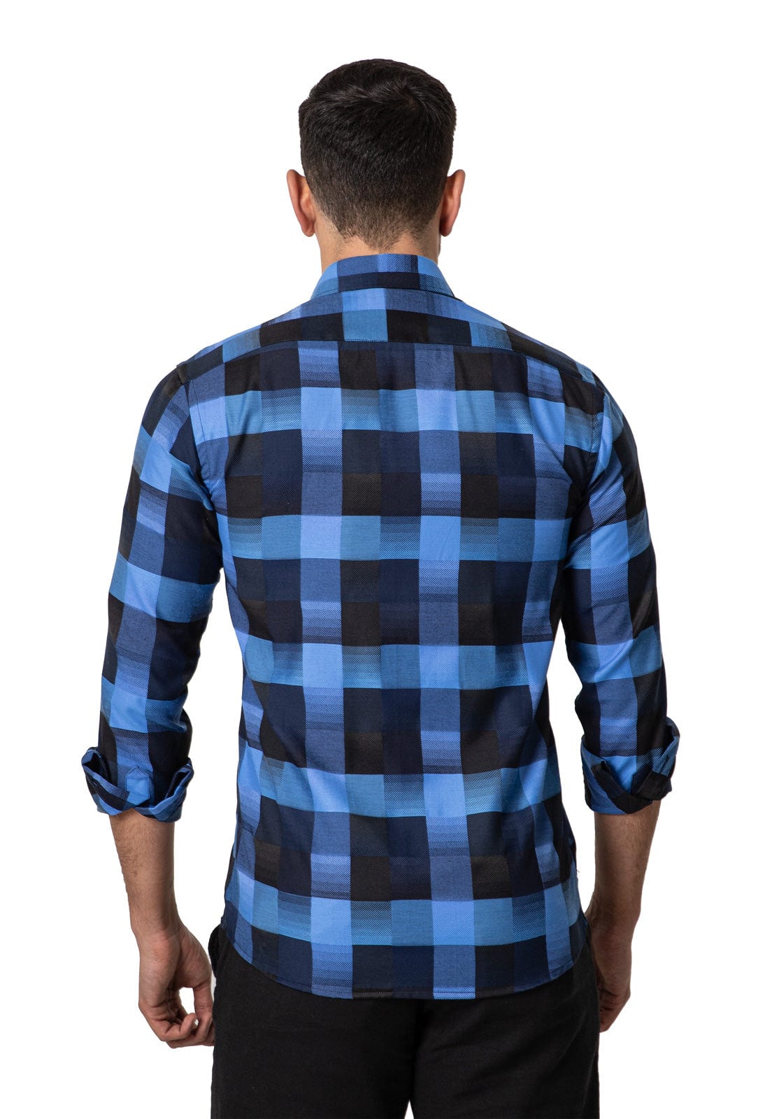 Camisa leñadora doble bolsillo azul a cuadros - imagen 8