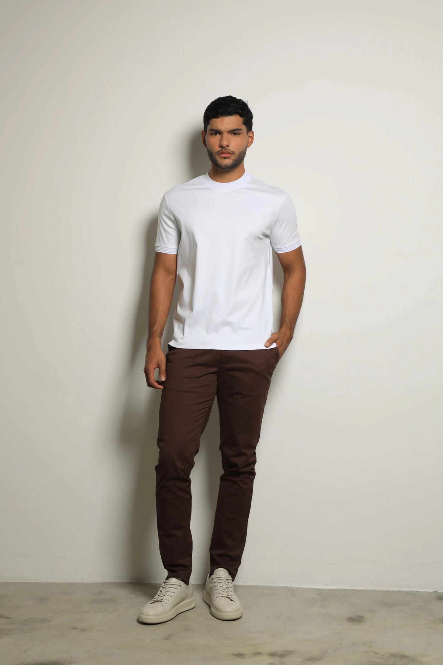 Camiseta Mercerizada Blanco/Detalle Cuello-Puños - imagen 1