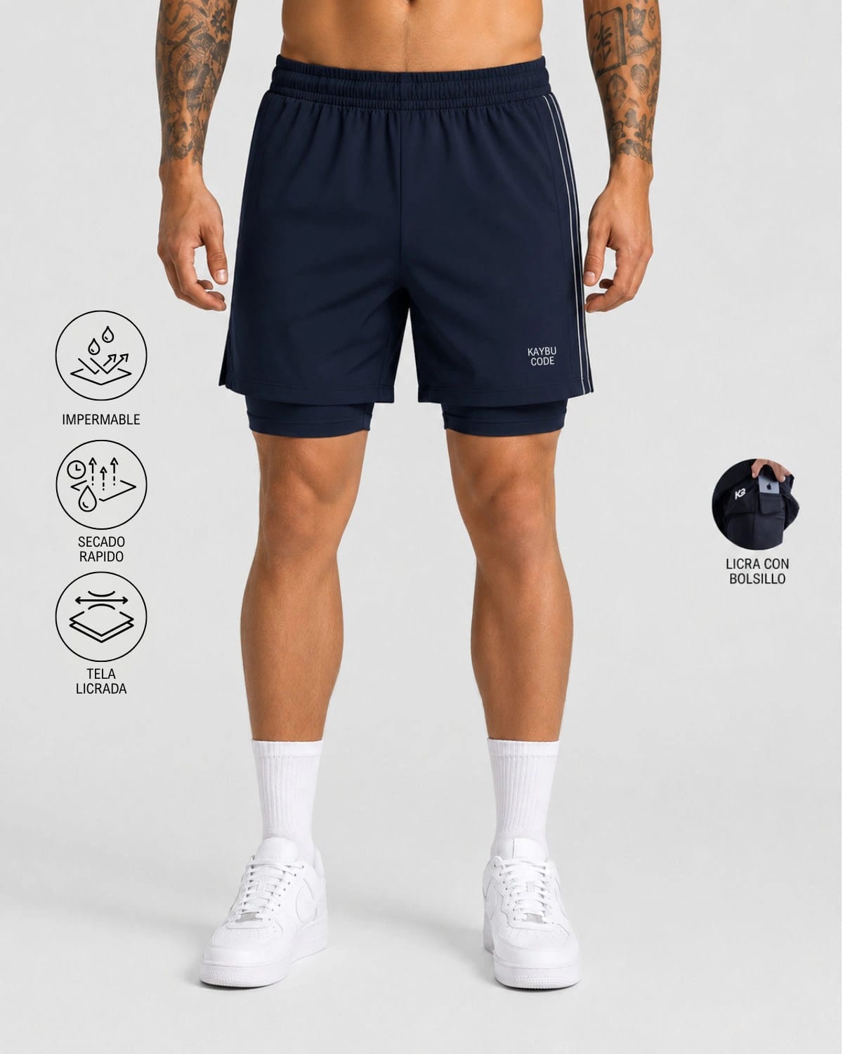 Pantaloneta Con Licra Y Bolsillo Kaybu Code┃KBMEN RF.435 - imagen 2
