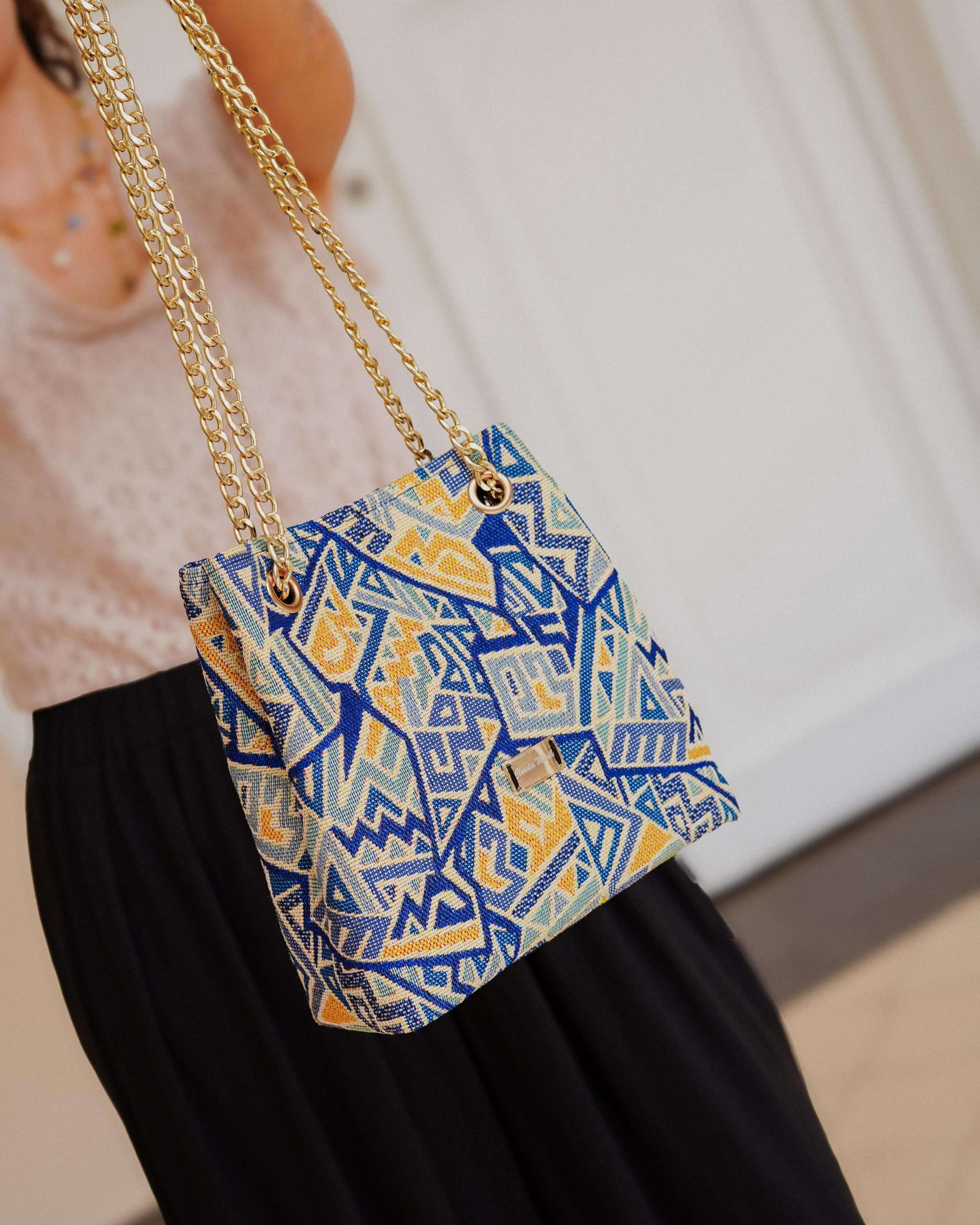 Bolso Camelia Pequeño – Azul/Mostaza/Beige - imagen 2