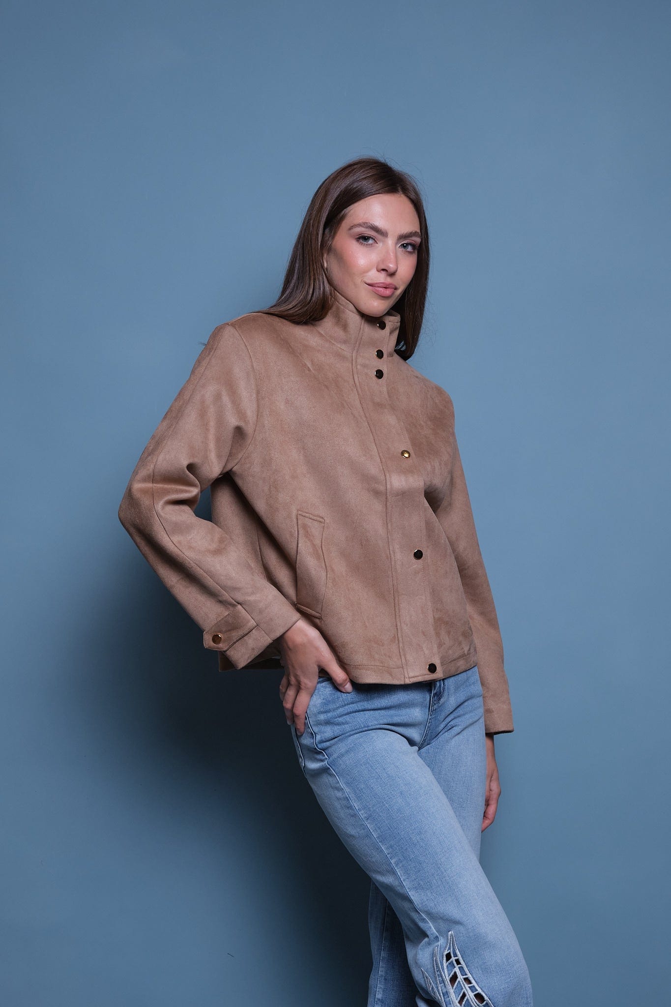 CHAQUETA GAMUZA CUELLO FUNNEL CAFE - imagen 3