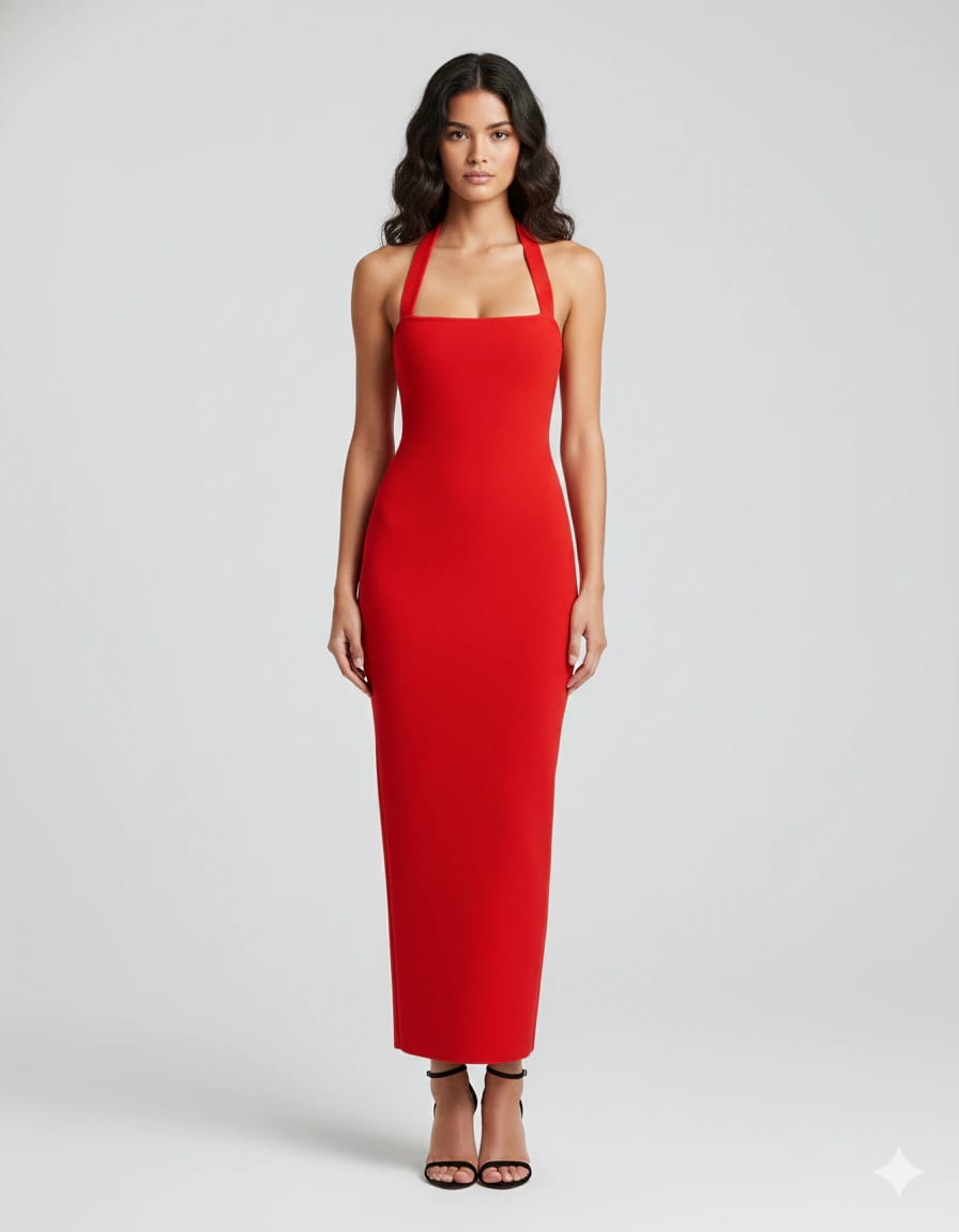 Halter Neck Slim Fit Maxi Dress - imagen 1