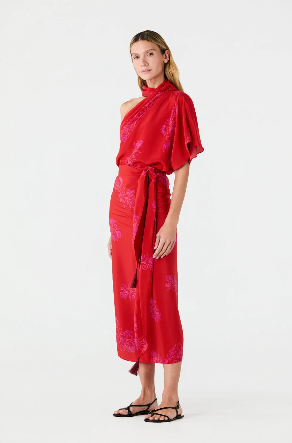 Mapara Crepe Wrap Skirt / Fuchsia Buganvilias - imagen 2