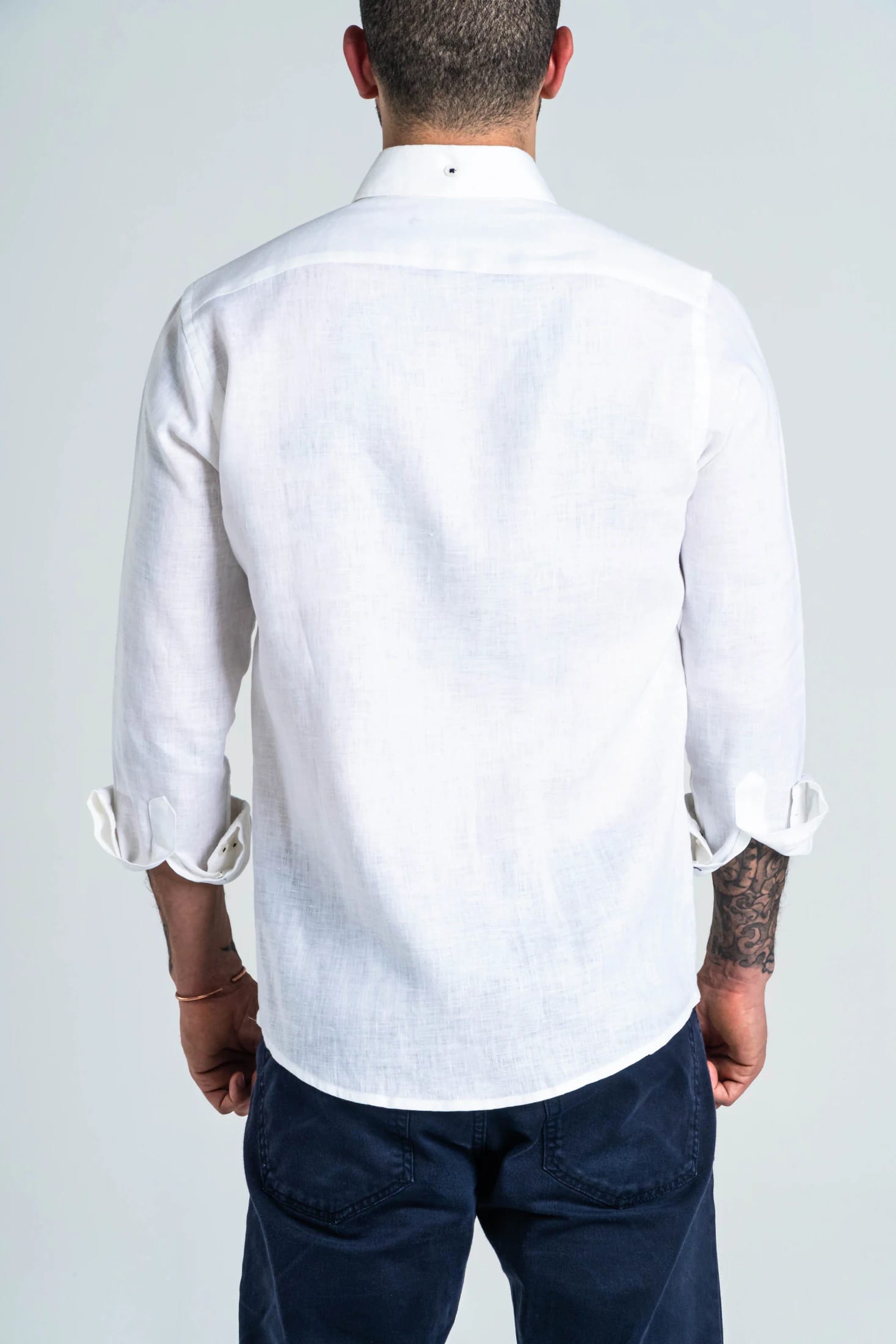 Camisa Botón Contraste Lino Blanco - imagen 6
