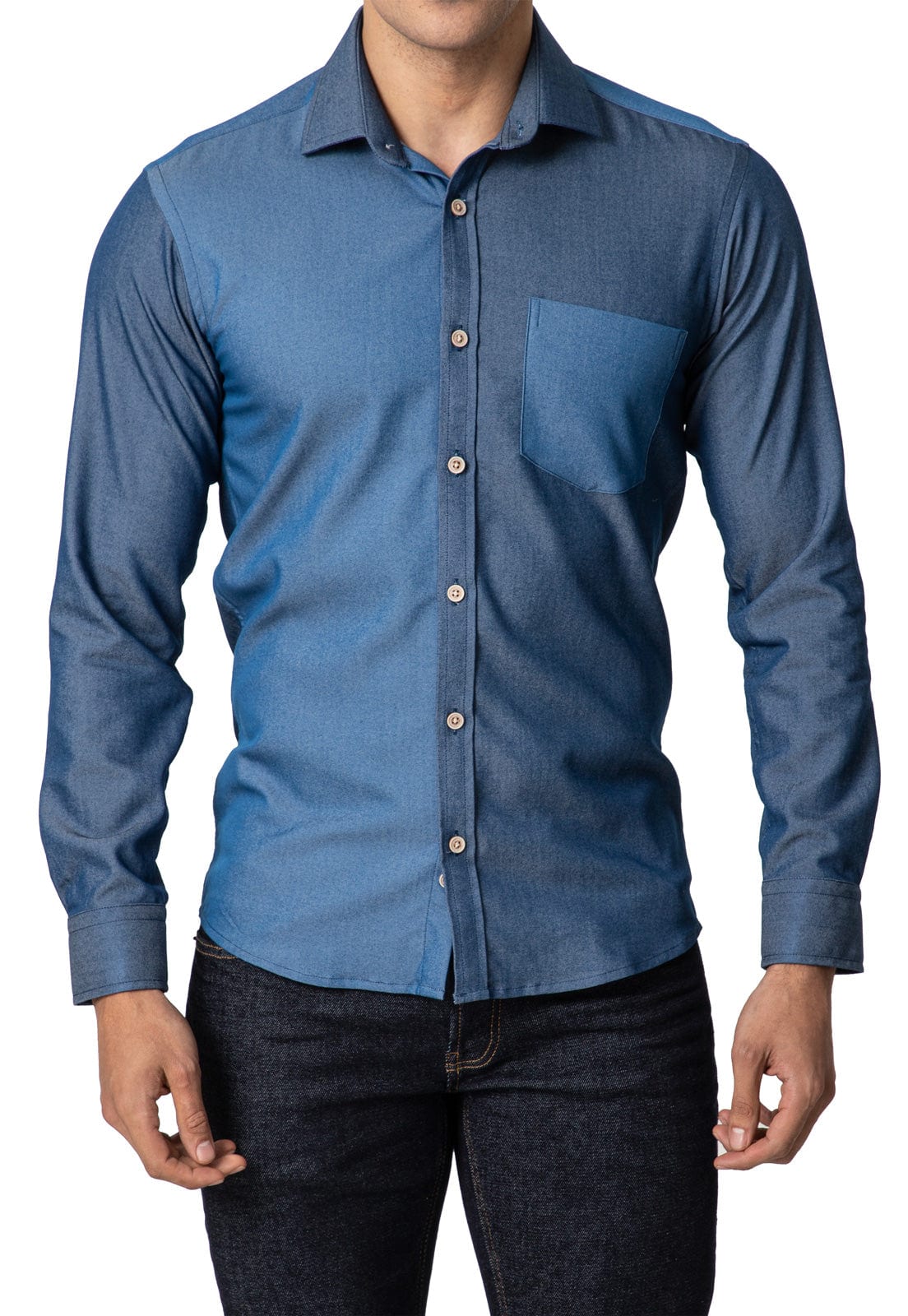 Camisa en jean patchwork con bolsillo - imagen 3