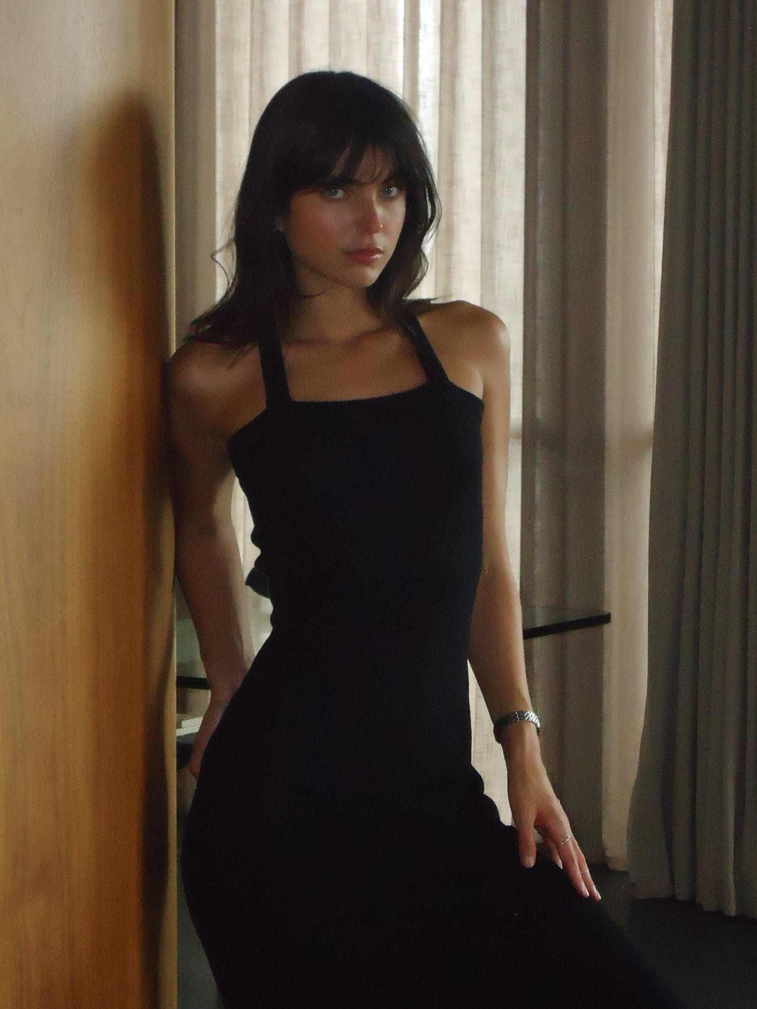 LUXE KNIT DRESS - BLACK - imagen 4